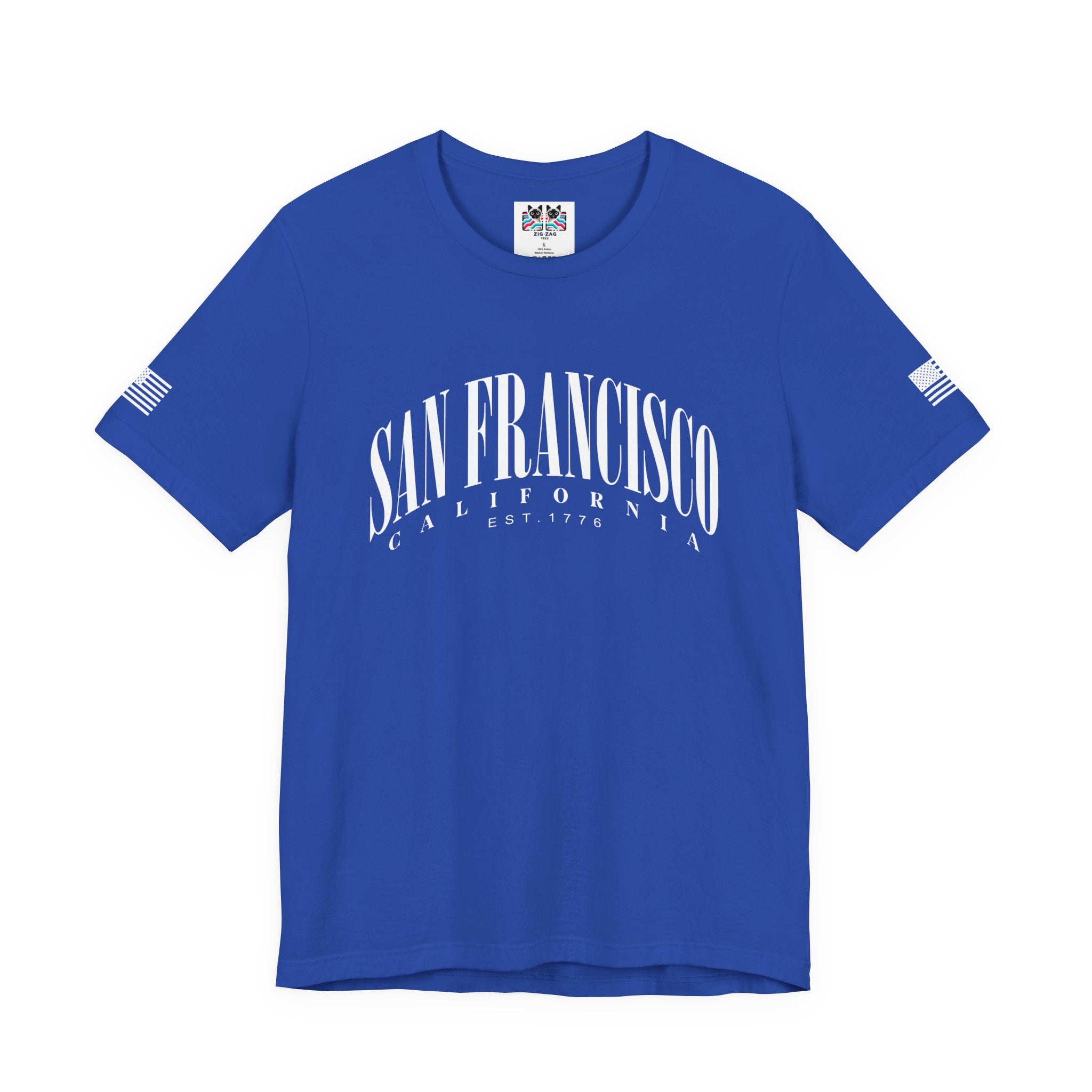 San Francisco California EST 1776 T-Shirt – Arched Varsity Style Typography Tee