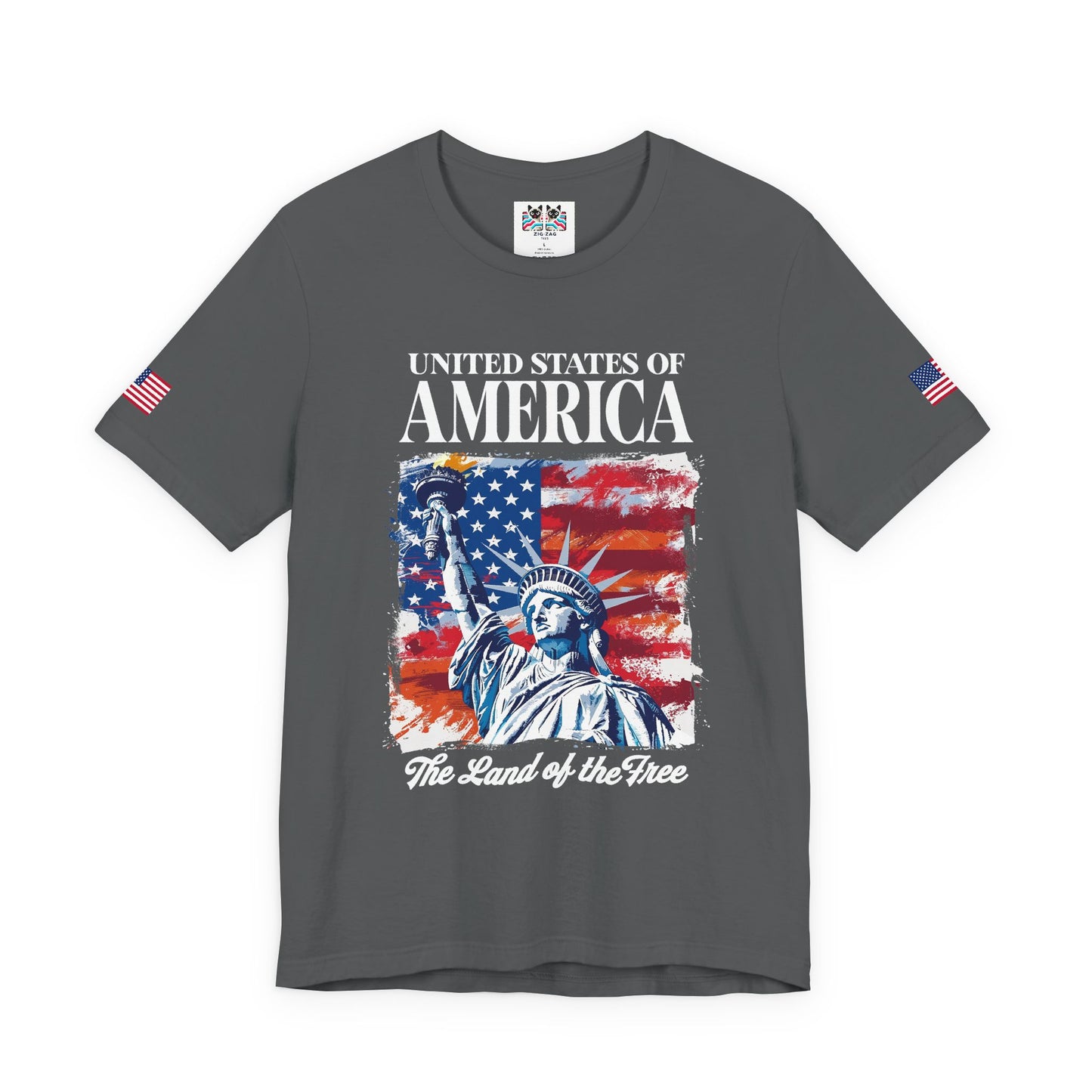 United States of America T-Shirt – Land of the Free Statue of Liberty Patriotic Graphic Tee