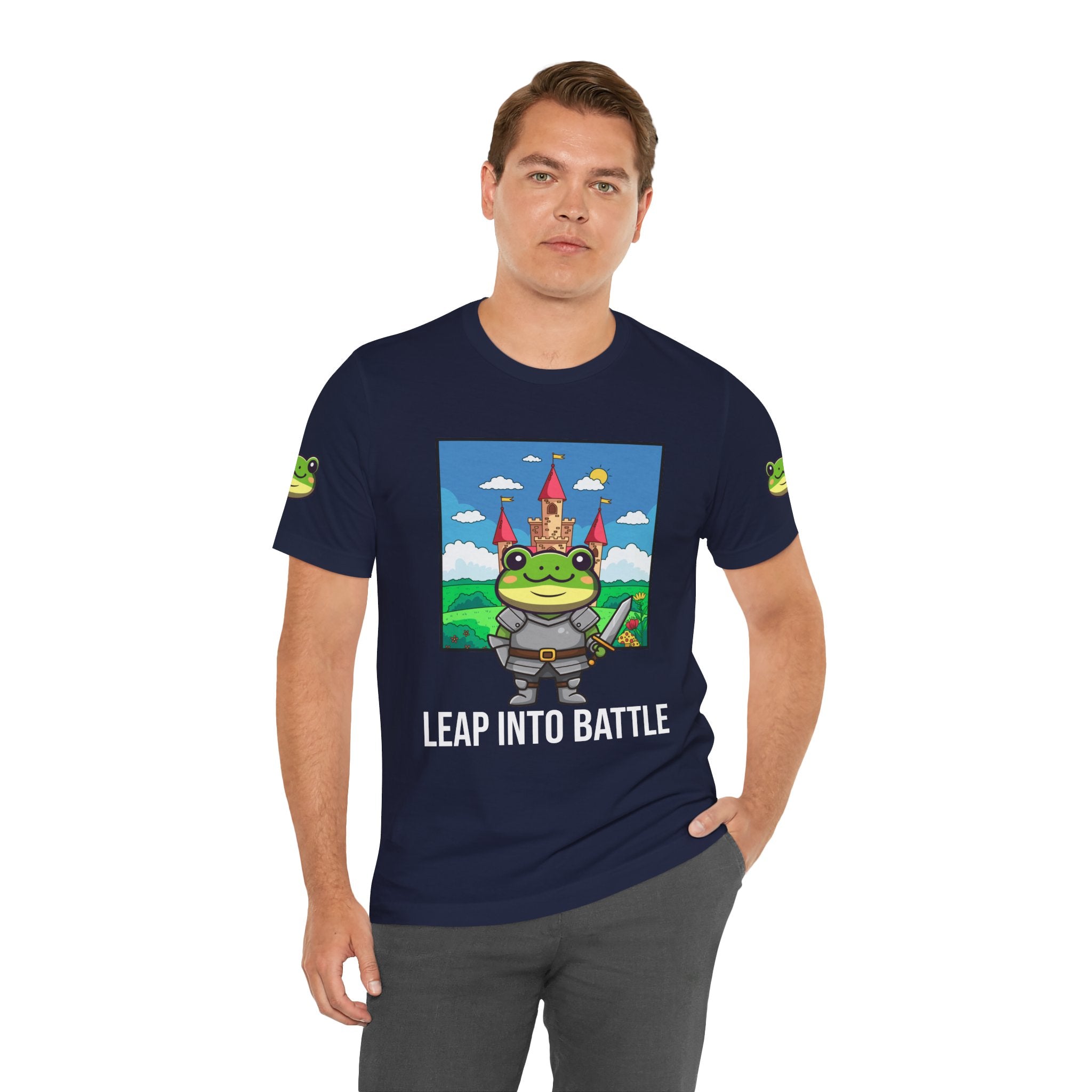 Custom T-Shirt - Knight Frog Castle T-Shirt – Cute Frog Knight Medieval Fantasy Graphic Tee