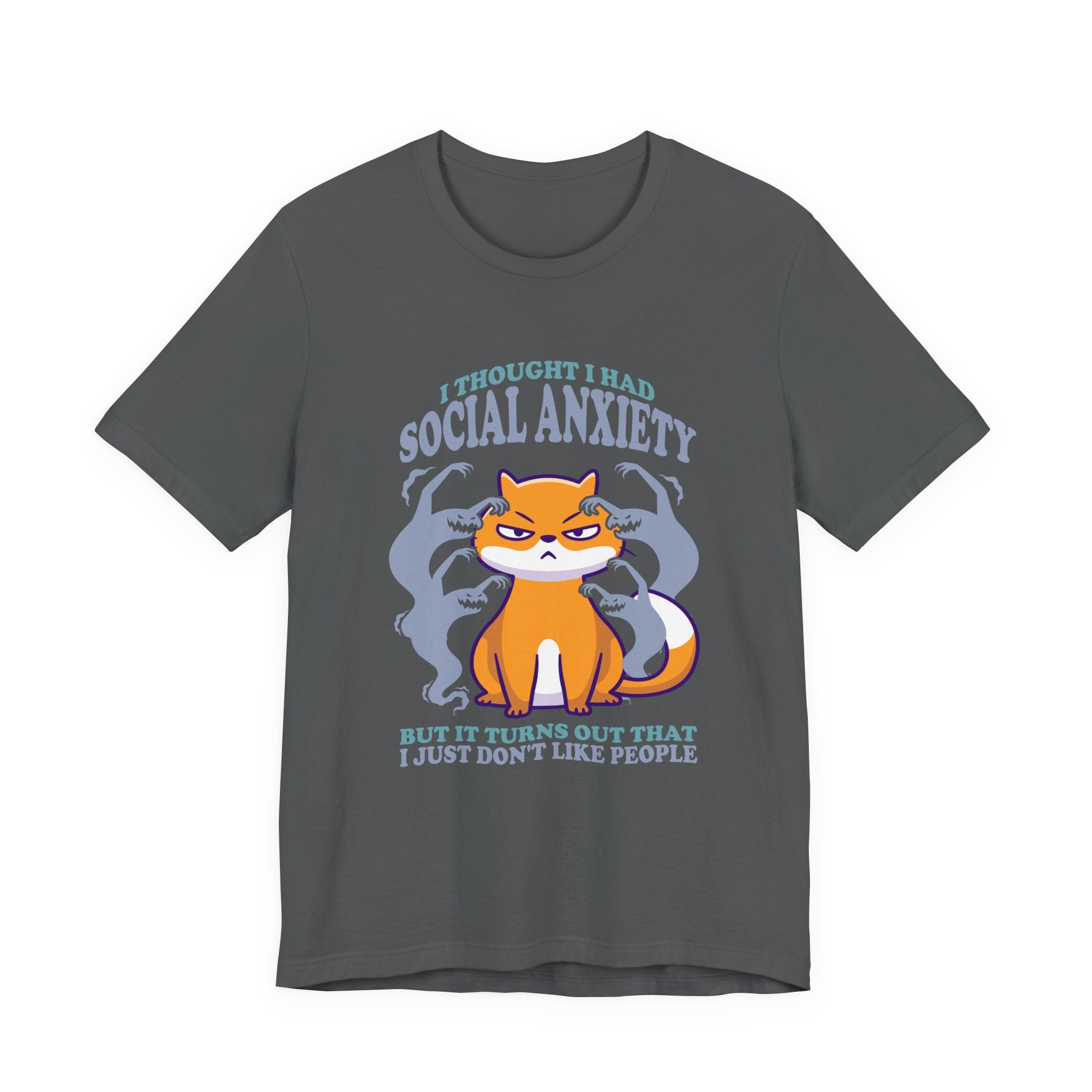 I Thought I Had Social Anxiety Cat T-Shirt – Introvert Humor Cat & Ghosts Graphic Tee