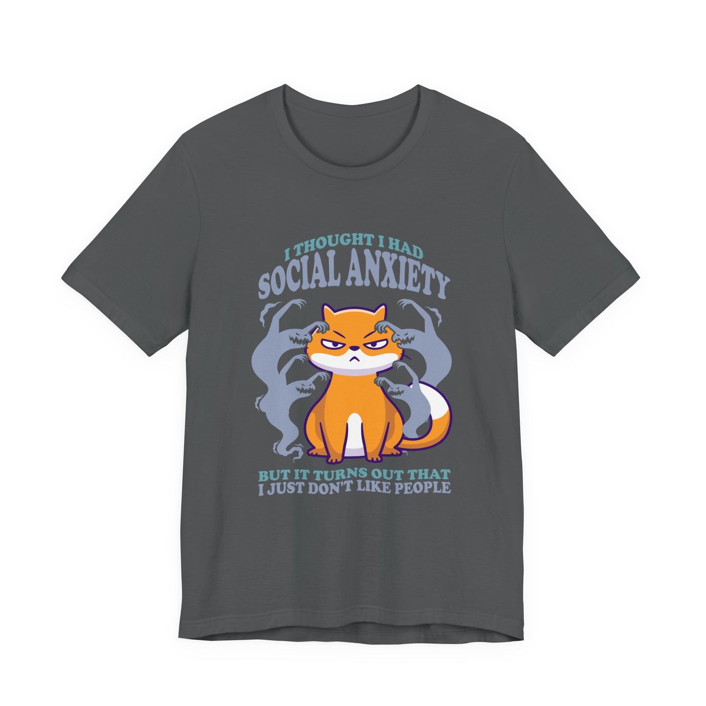 I Thought I Had Social Anxiety Cat T-Shirt – Introvert Humor Cat & Ghosts Graphic Tee