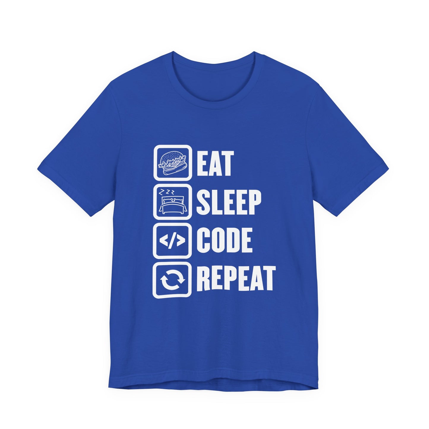 Eat, Sleep, Code, Repeat Tshirt – Minimalist Icon Design