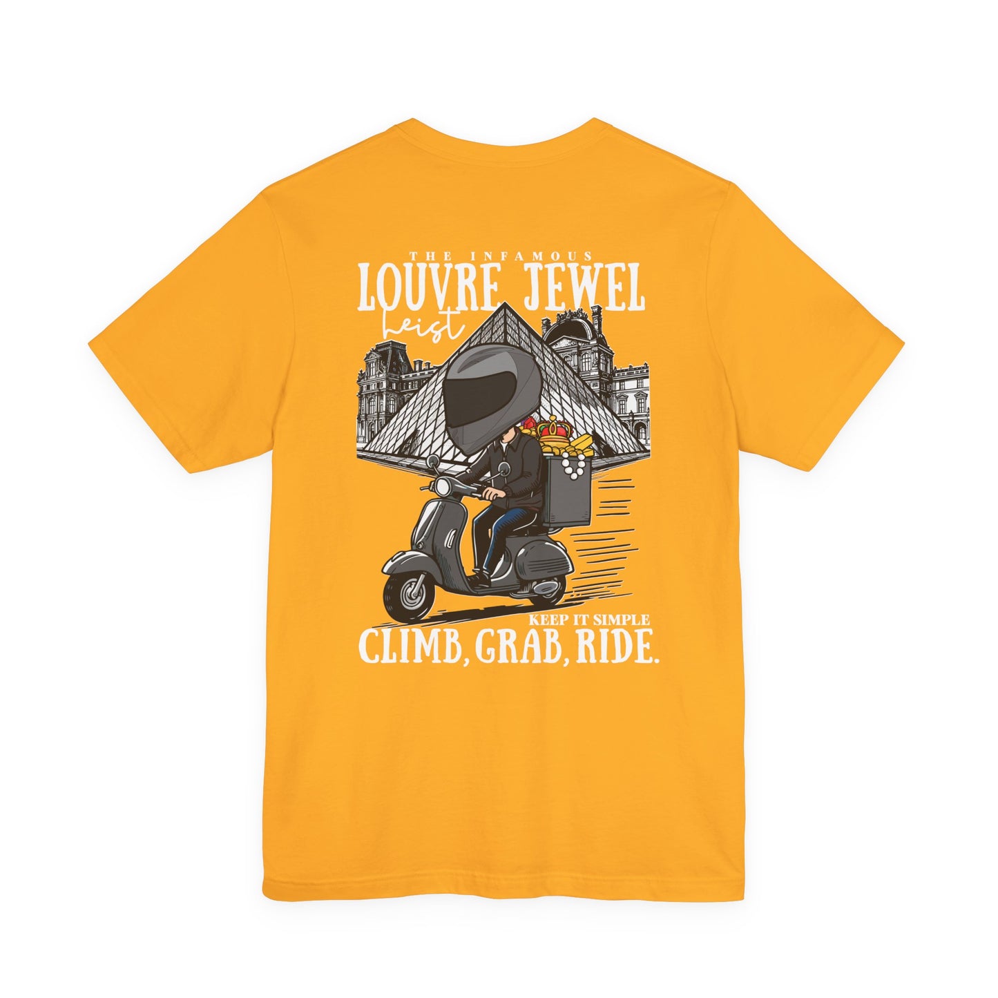 The Louvre Jewel Heist – Paris Heist Humor [White Text] T-Shirt