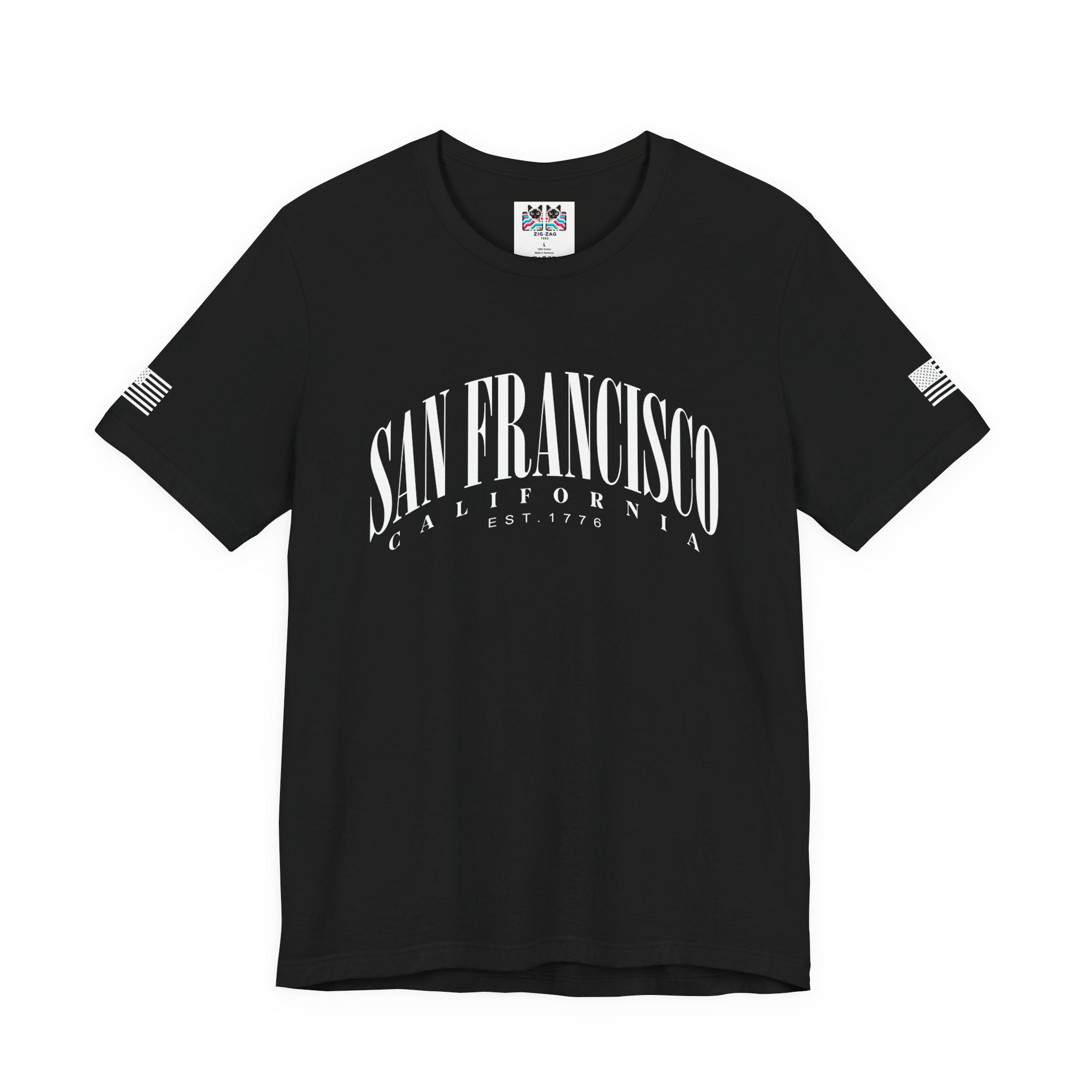 San Francisco California EST 1776 T-Shirt – Arched Varsity Style Typography Tee
