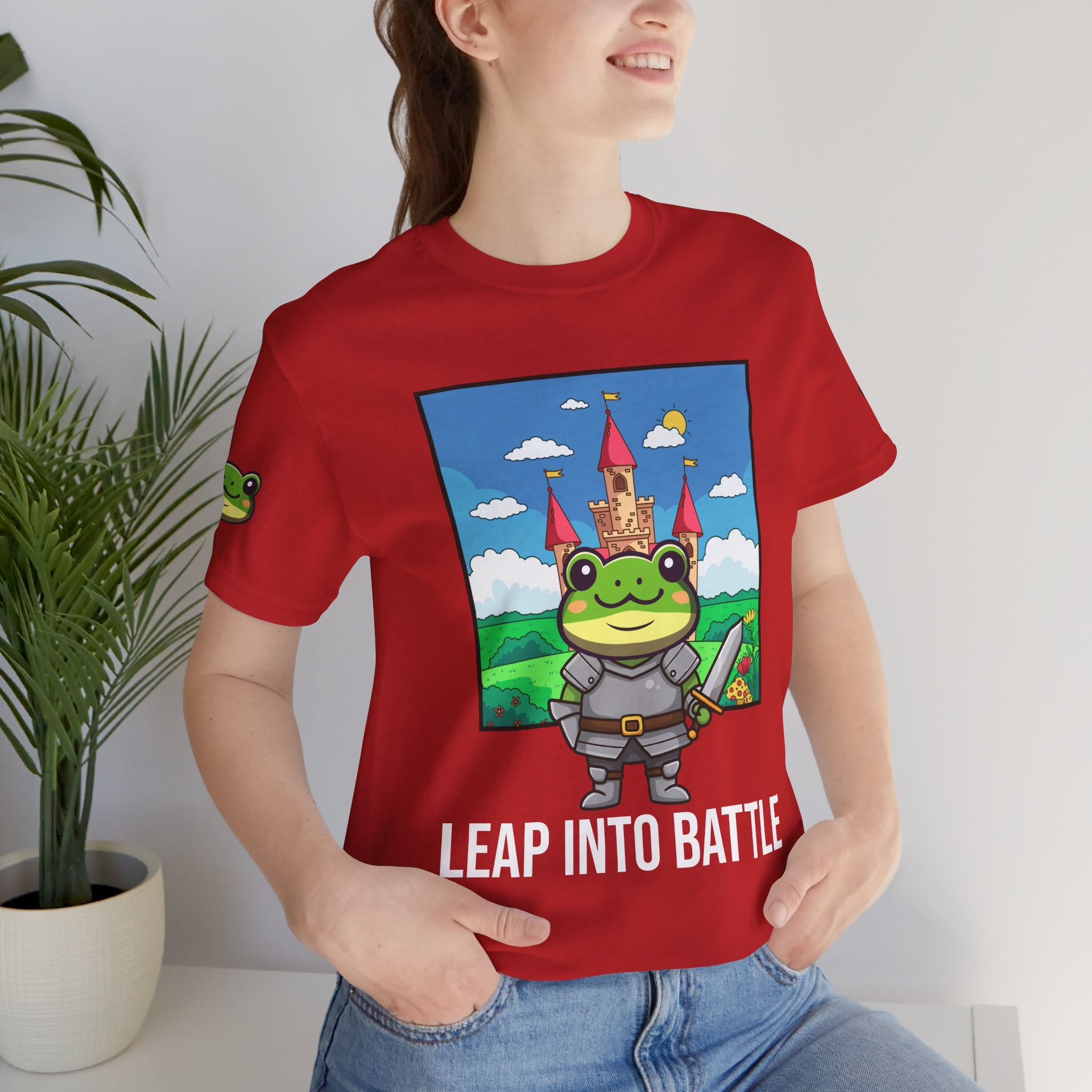 Custom T-Shirt - Knight Frog Castle T-Shirt – Cute Frog Knight Medieval Fantasy Graphic Tee