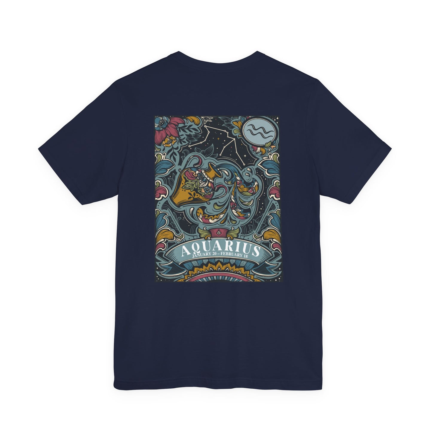 Aquarius Constellation & Floral Zodiac T-Shirt – January 20 to February 18