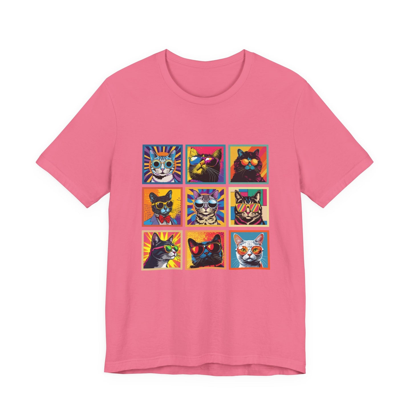 Cool Cats Pop Art Sunglasses Tshirt – Nine Retro Kitty Squares