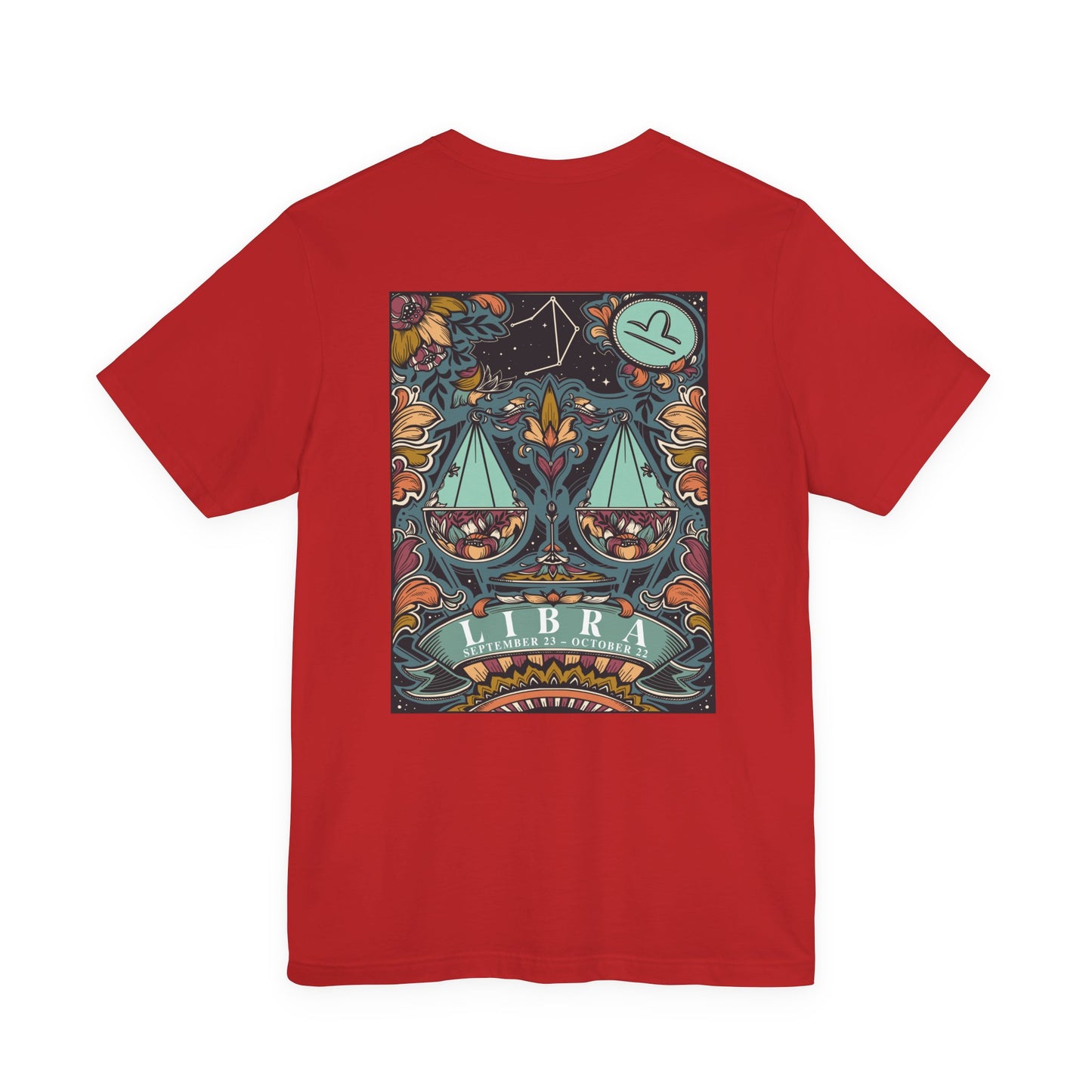 Libra Constellation & Floral Zodiac T-Shirt – September 23 to October 22