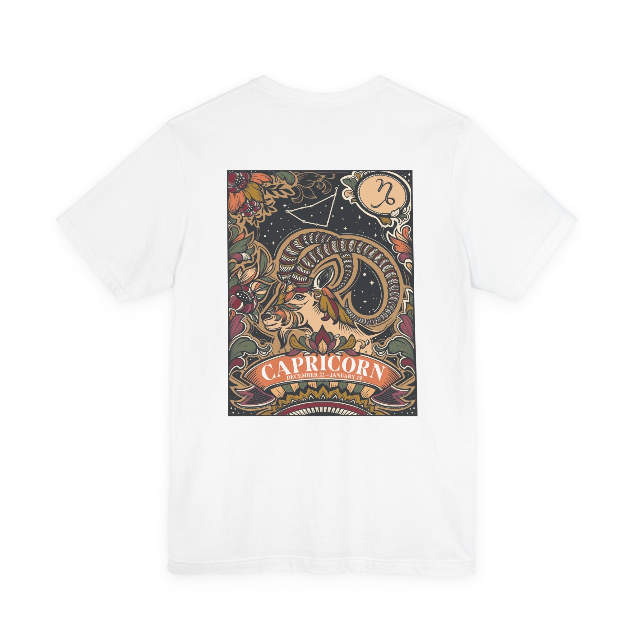 Capricorn Constellation & Floral Zodiac T-Shirt – December 22 to January 19