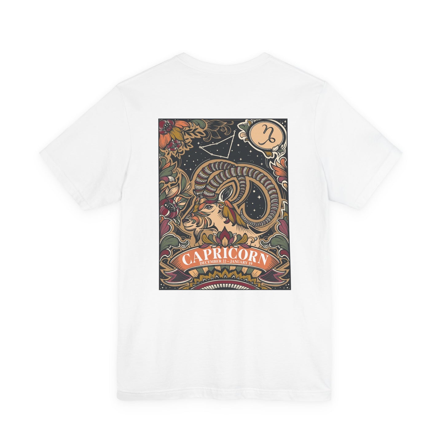 Capricorn Constellation & Floral Zodiac T-Shirt – December 22 to January 19