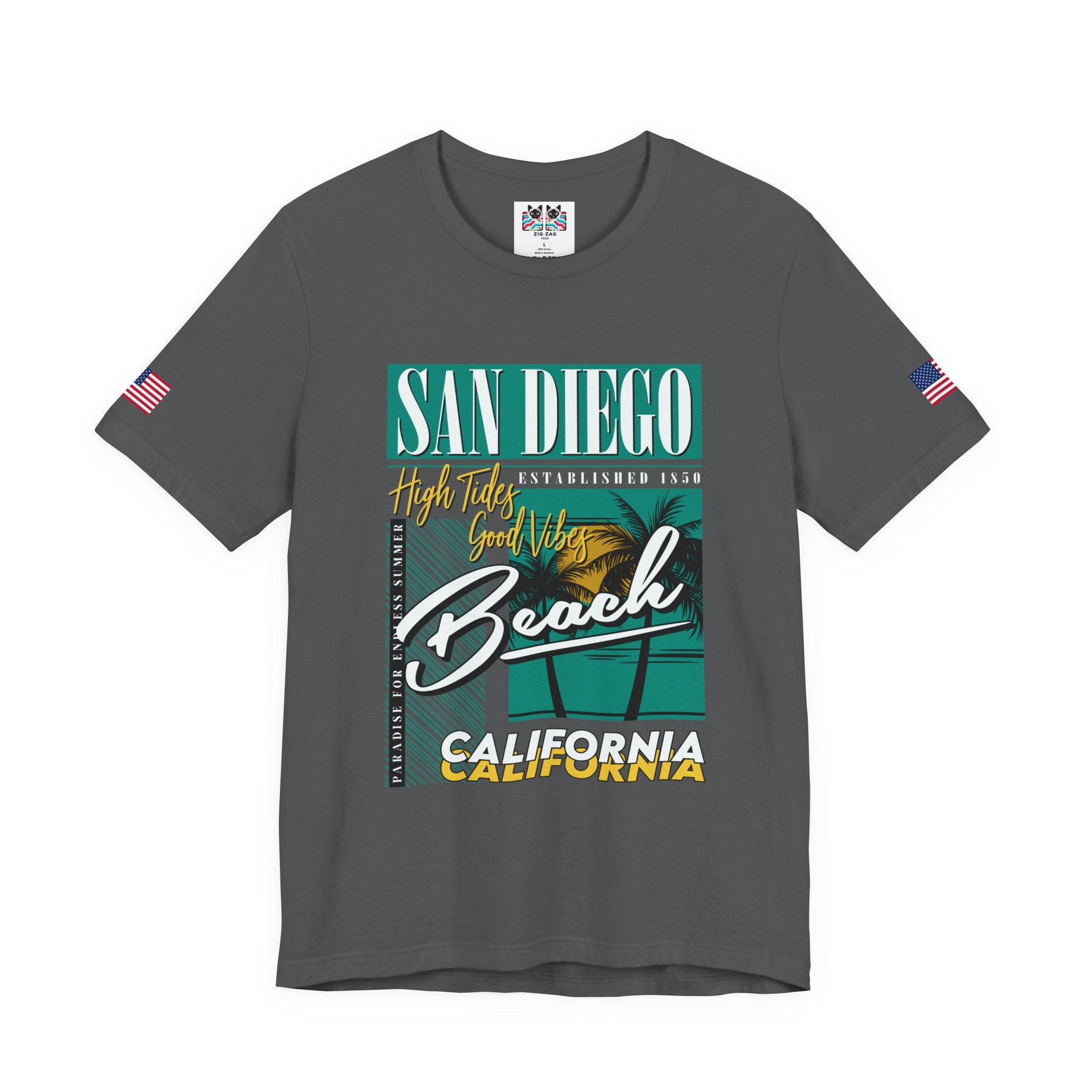 San Diego California Beach T-Shirt – High Tides Good Vibes Paradise Summer Tee