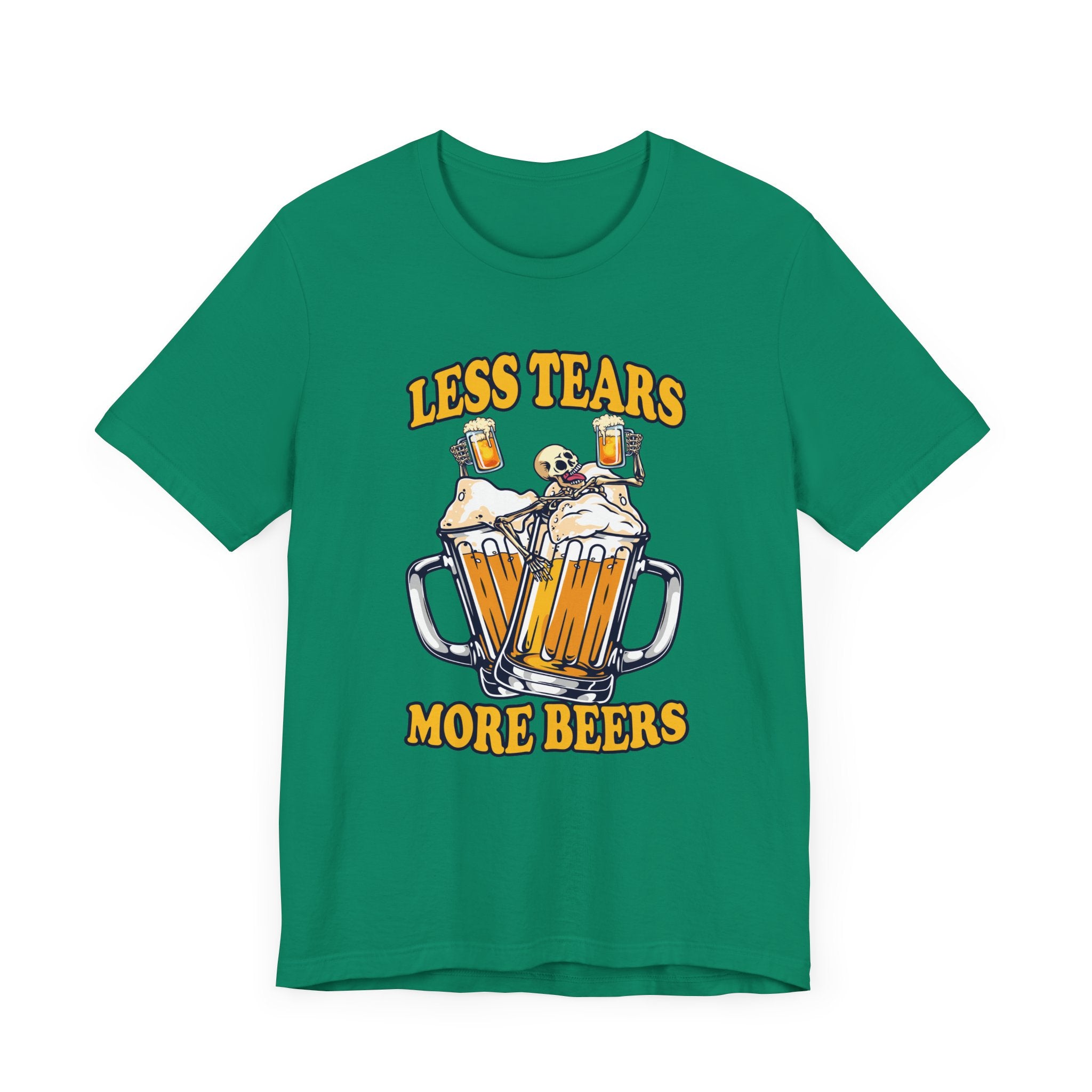 Less Tears More Beers Tee, Beer Lover Humor Shirt, Pub Life Graphic Tee, Funny Alcohol Mood Top, Chill and Cheer Gift