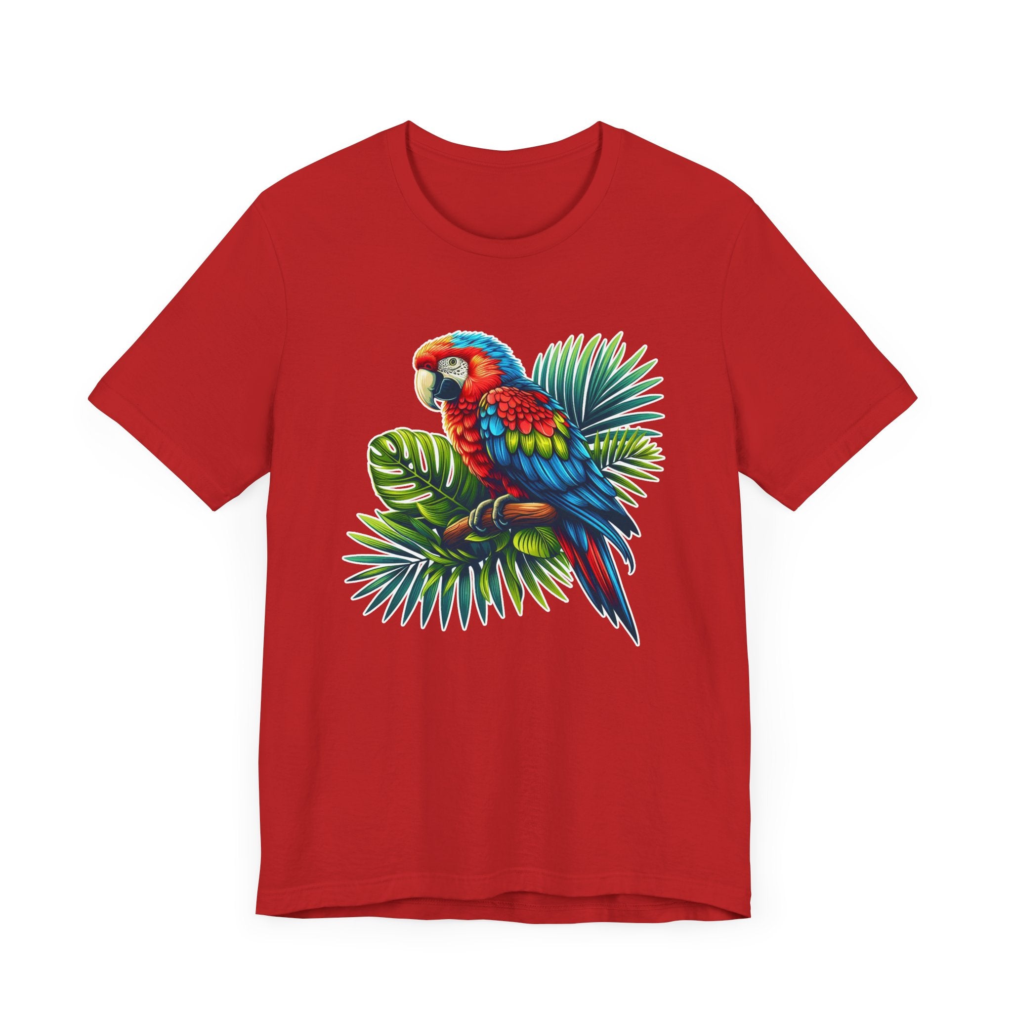 Colorful Macaw Parrot perched gracefully on Lush Green Branch Graphic T-Shirt