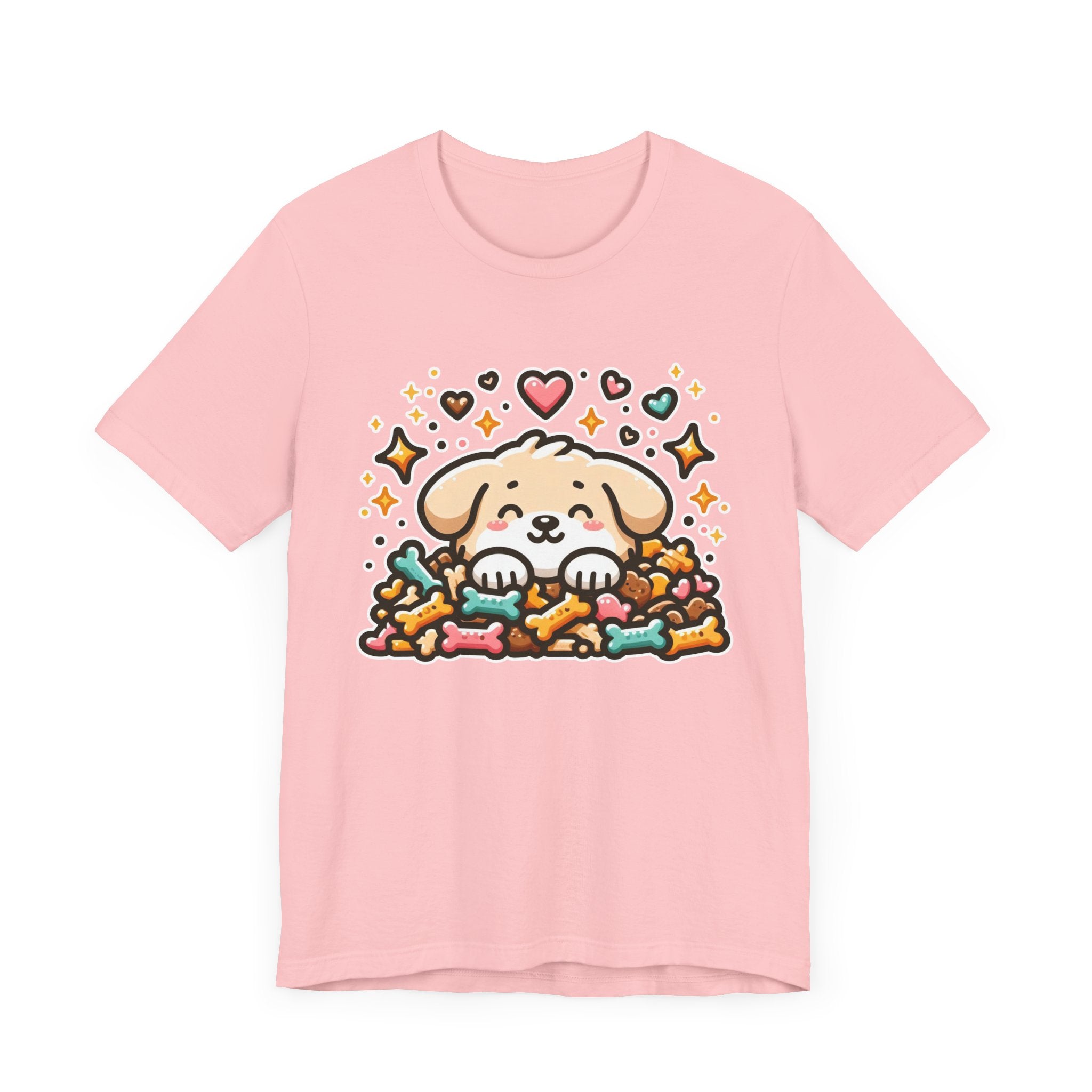 Puppy Face & Paw on a Pile of Treats | Stars & Hearts Reaction Graphic T-Shirt