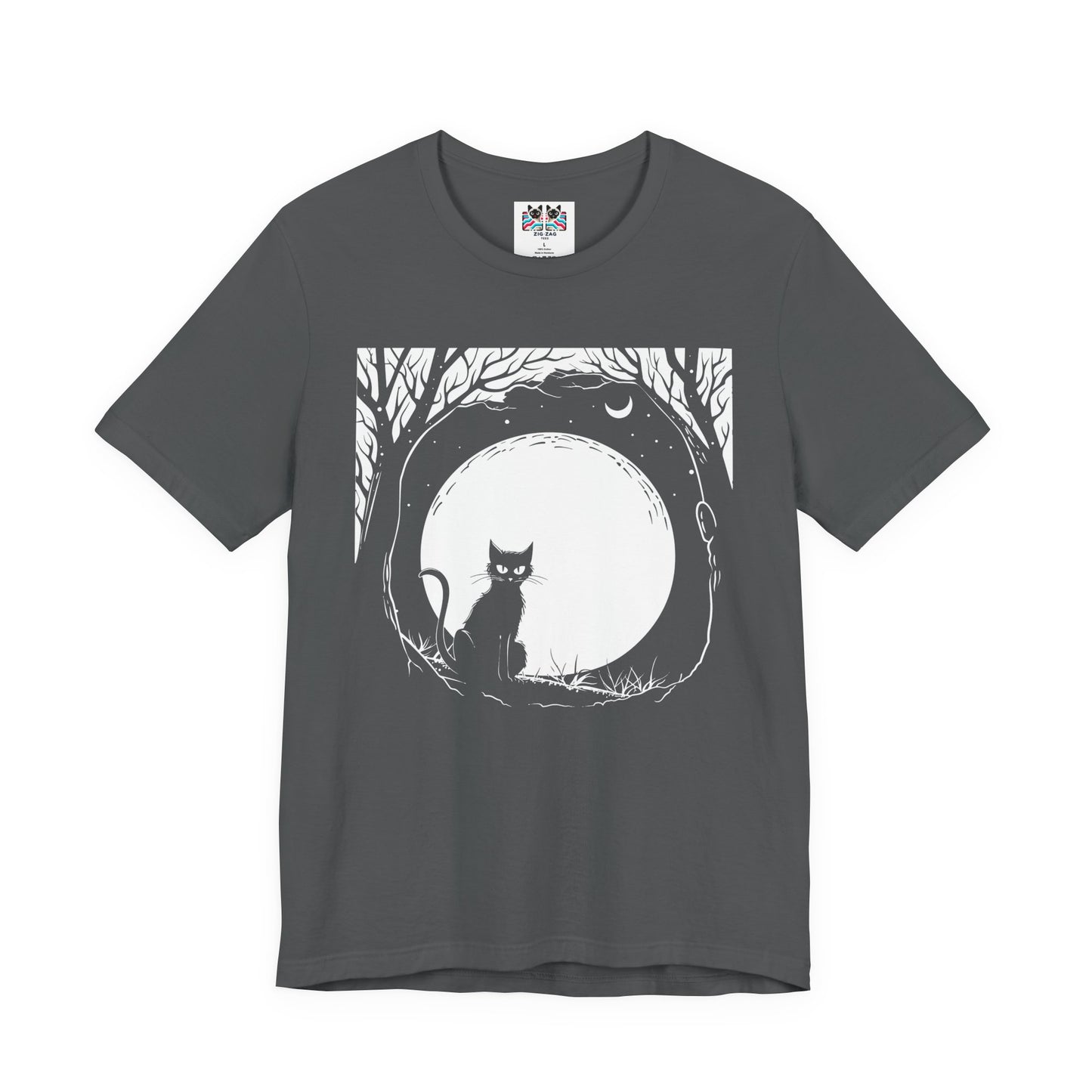 Enchanted Forest Haunted Cat Big Eyes Moonlight T-Shirt