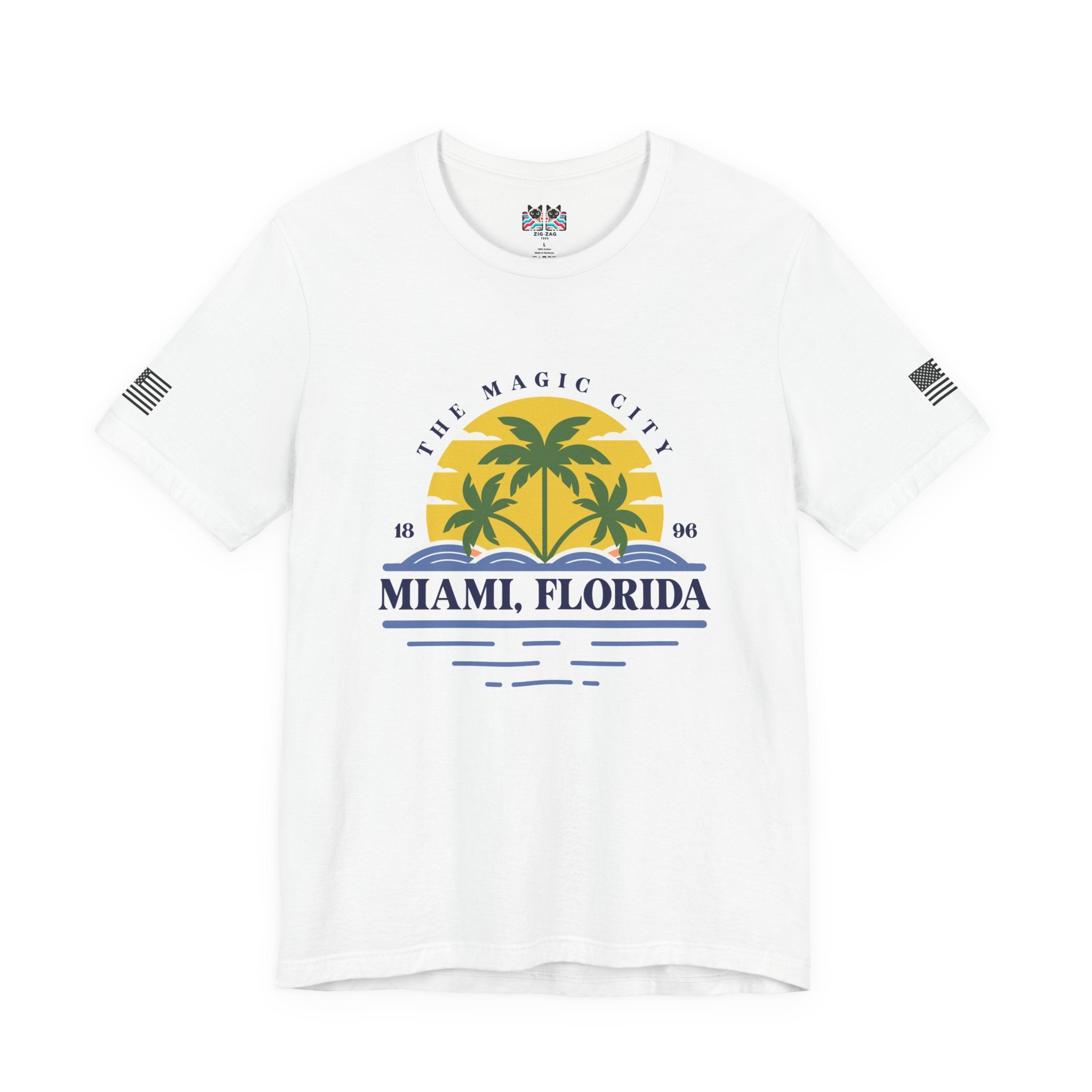 Miami Florida The Magic City T-Shirt – 1896 Palm Tree Sunset Retro Circle Tee