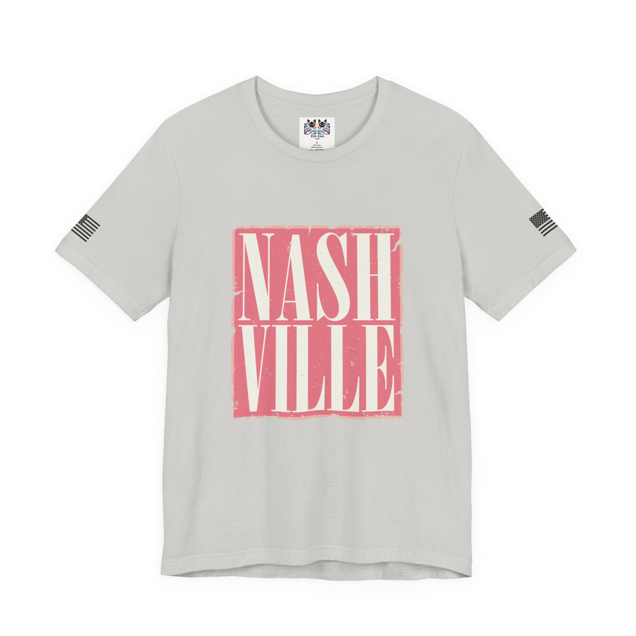 Nashville T-Shirt – Bold Distressed Block Letter Graphic Tee