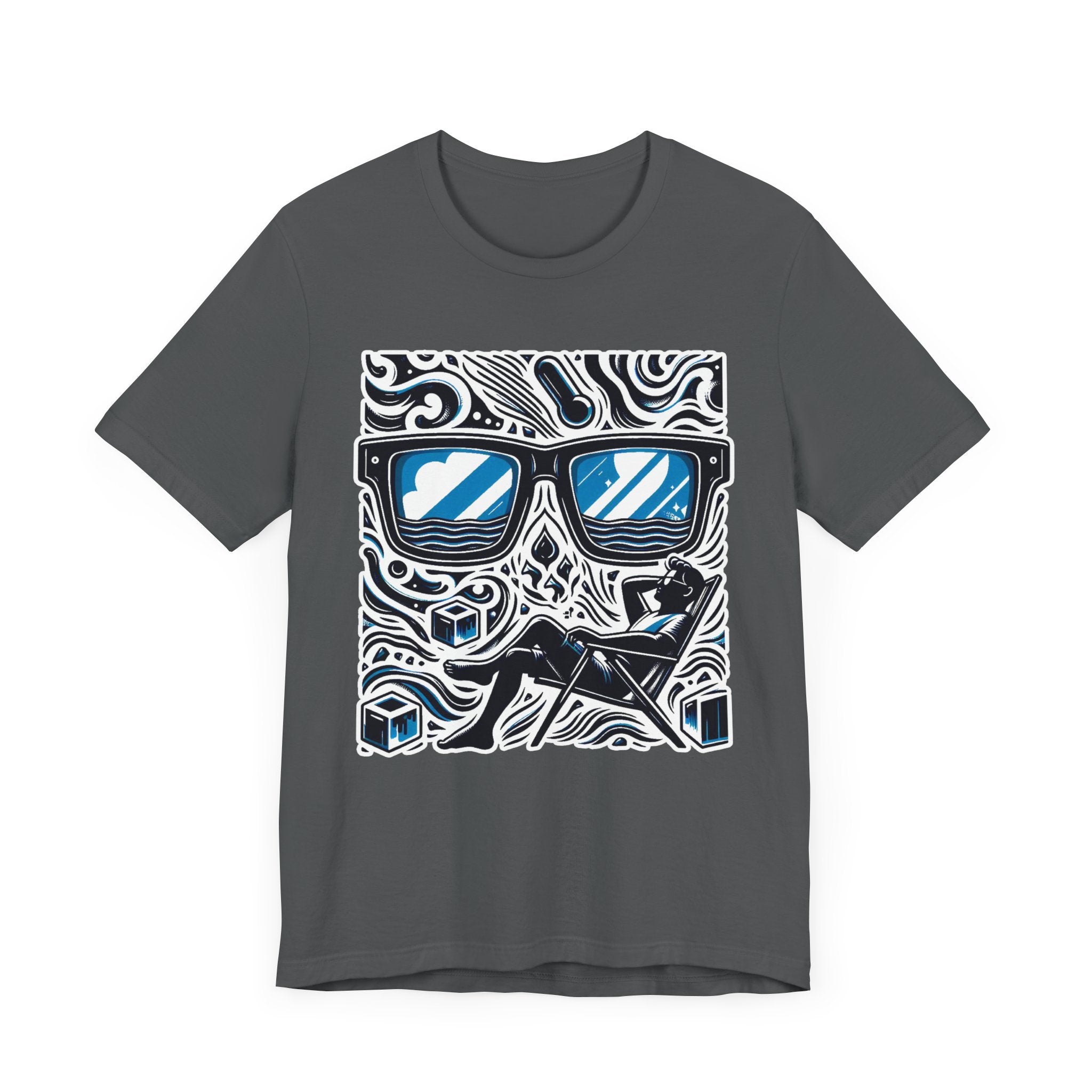 Abstract Relaxation | Man in Chair with Sunglasses Graphic T-Shirt