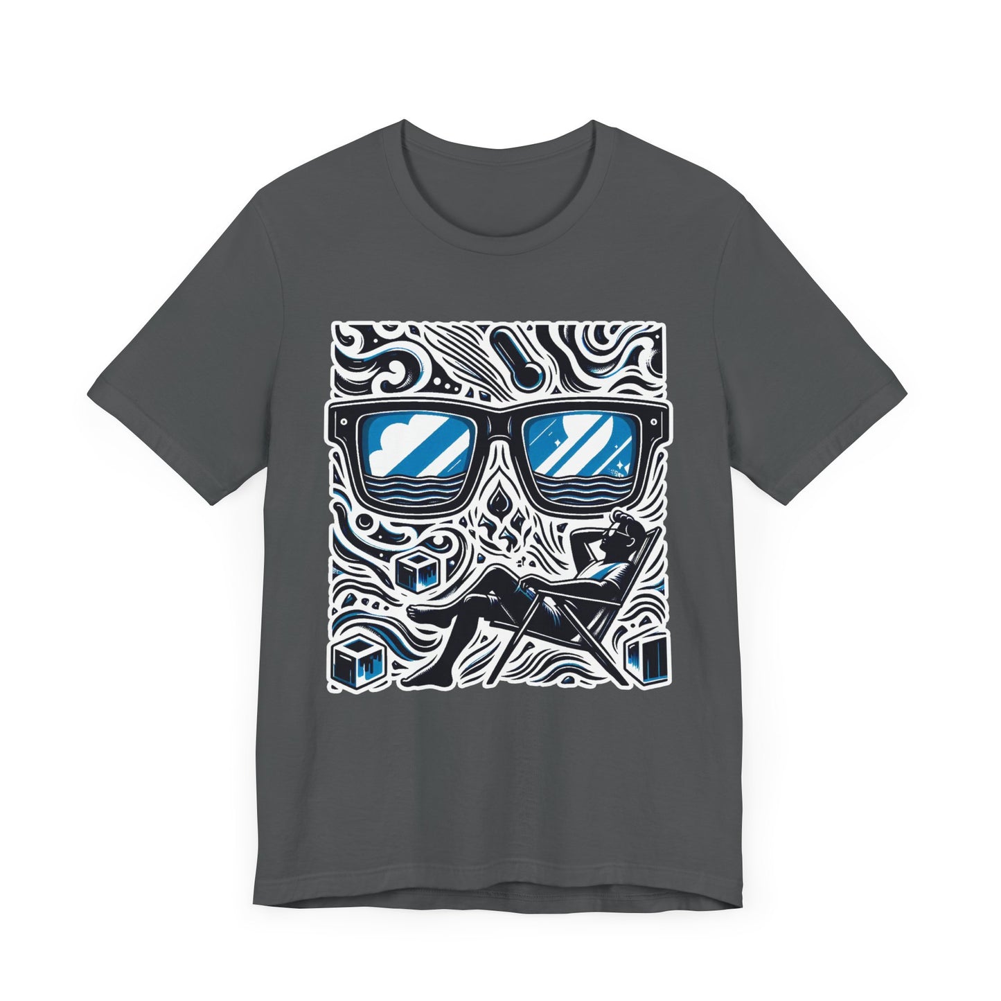Abstract Relaxation | Man in Chair with Sunglasses Graphic T-Shirt