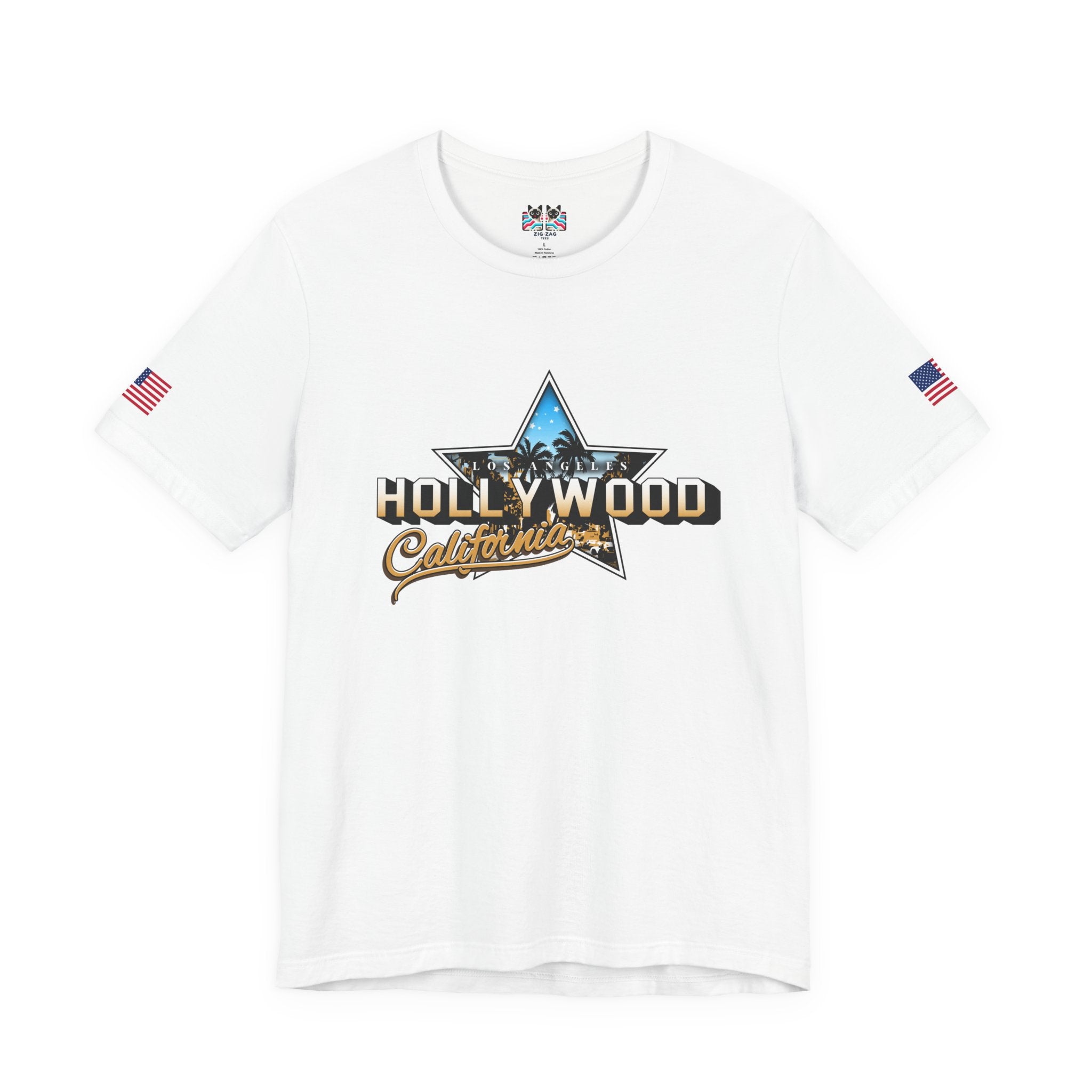 Los Angeles Hollywood California T-Shirt – Star Graphic Palm Tree Night Scene Tee