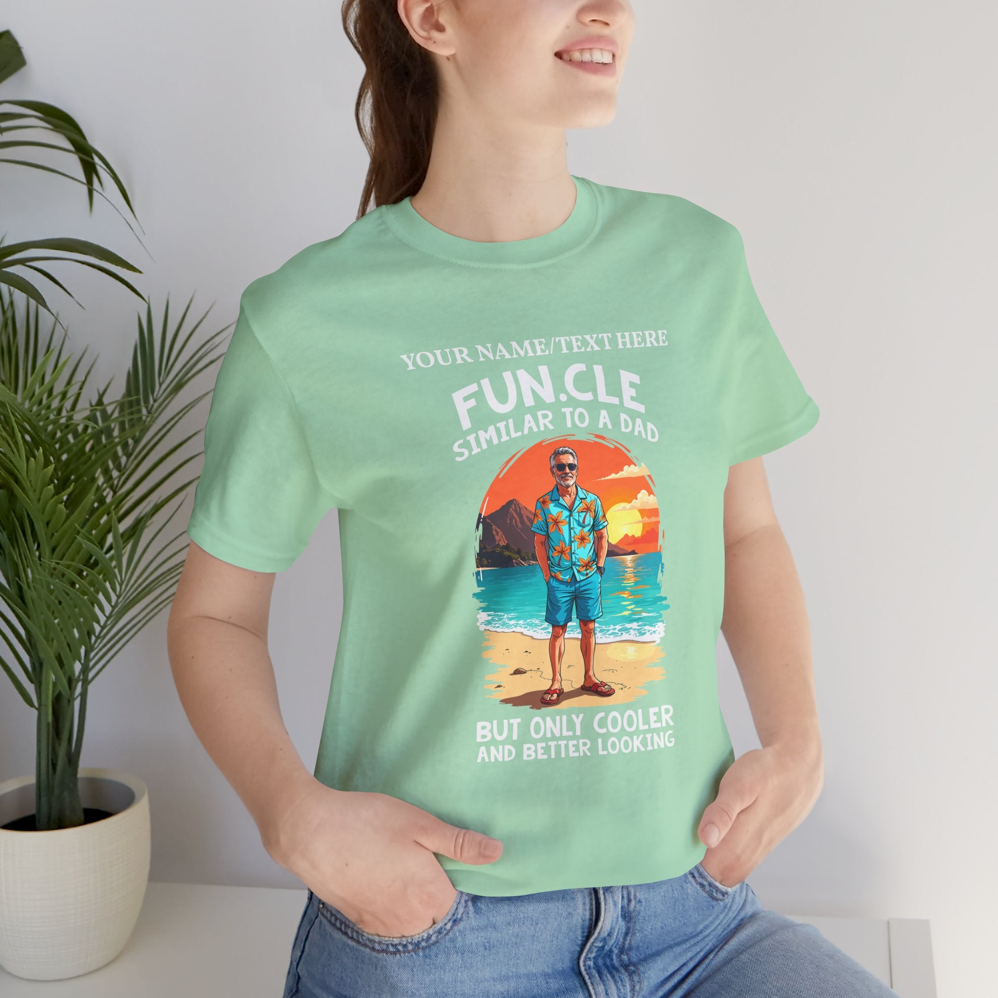 Custom T-Shirt - FUN.CLE Beach Sunset T-Shirt – Cool Uncle Beach Graphic with Funny Quote
