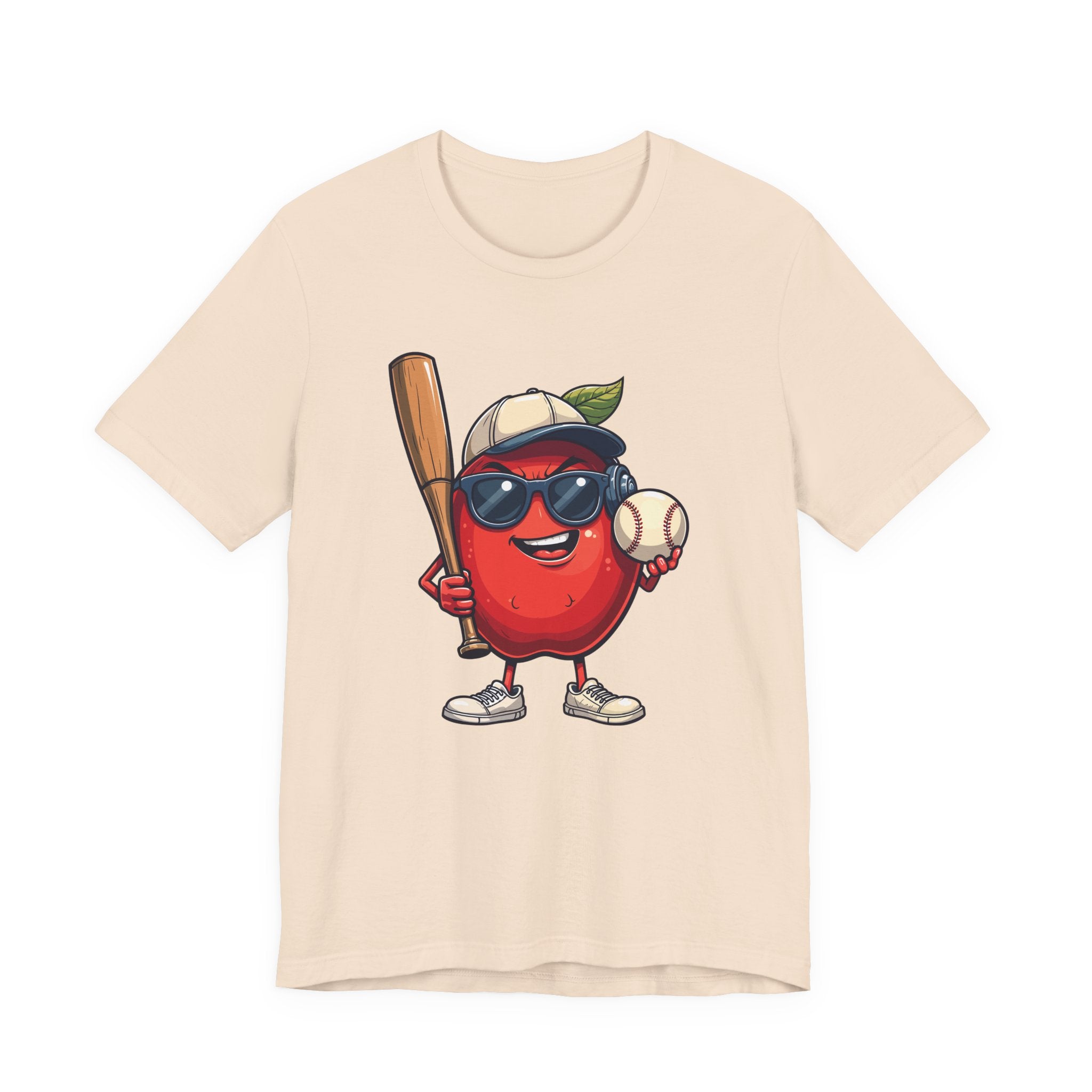 Aggressive Apple Baseball Mascot Tshirt Bold Sports Fruit Character Design
