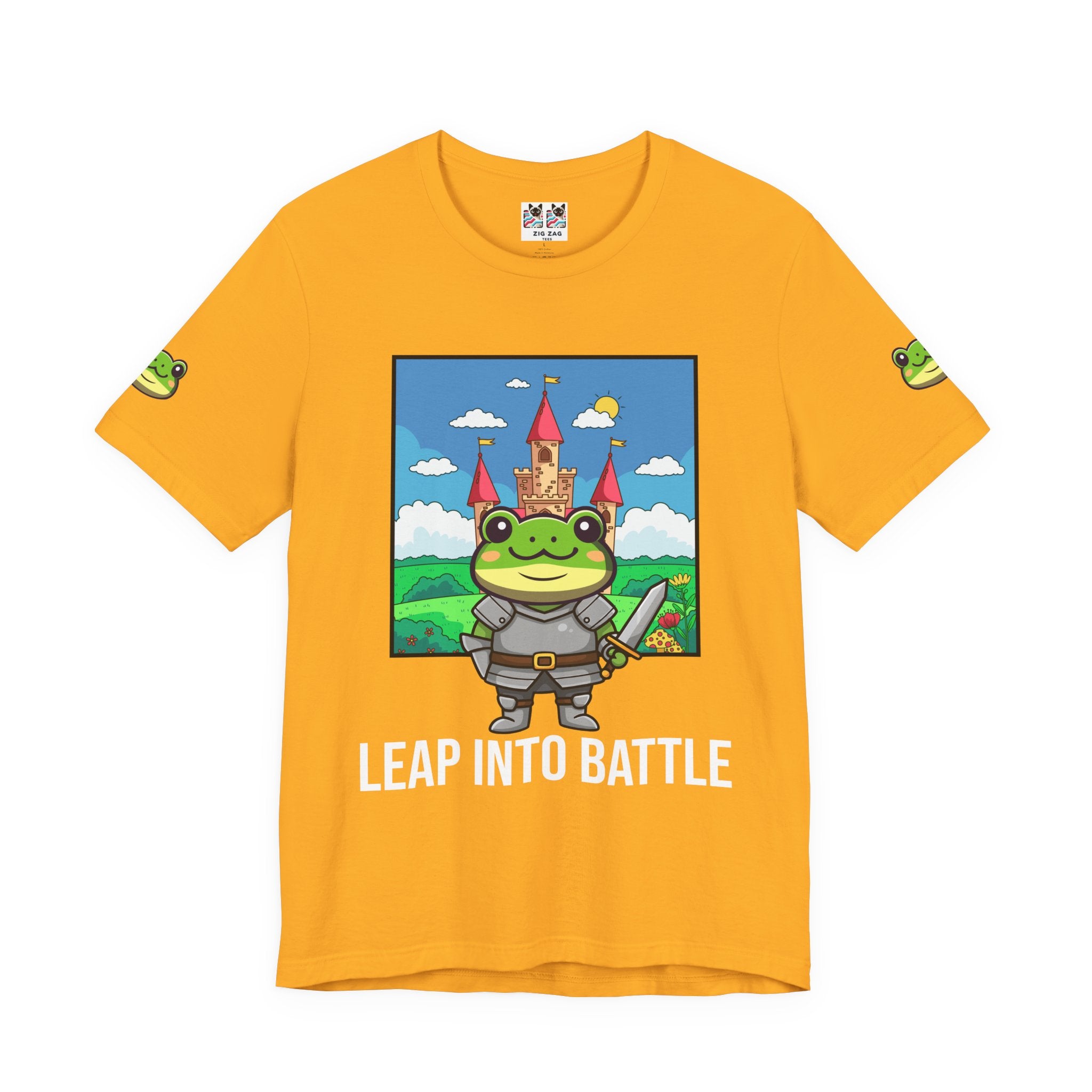 Custom T-Shirt - Knight Frog Castle T-Shirt – Cute Frog Knight Medieval Fantasy Graphic Tee