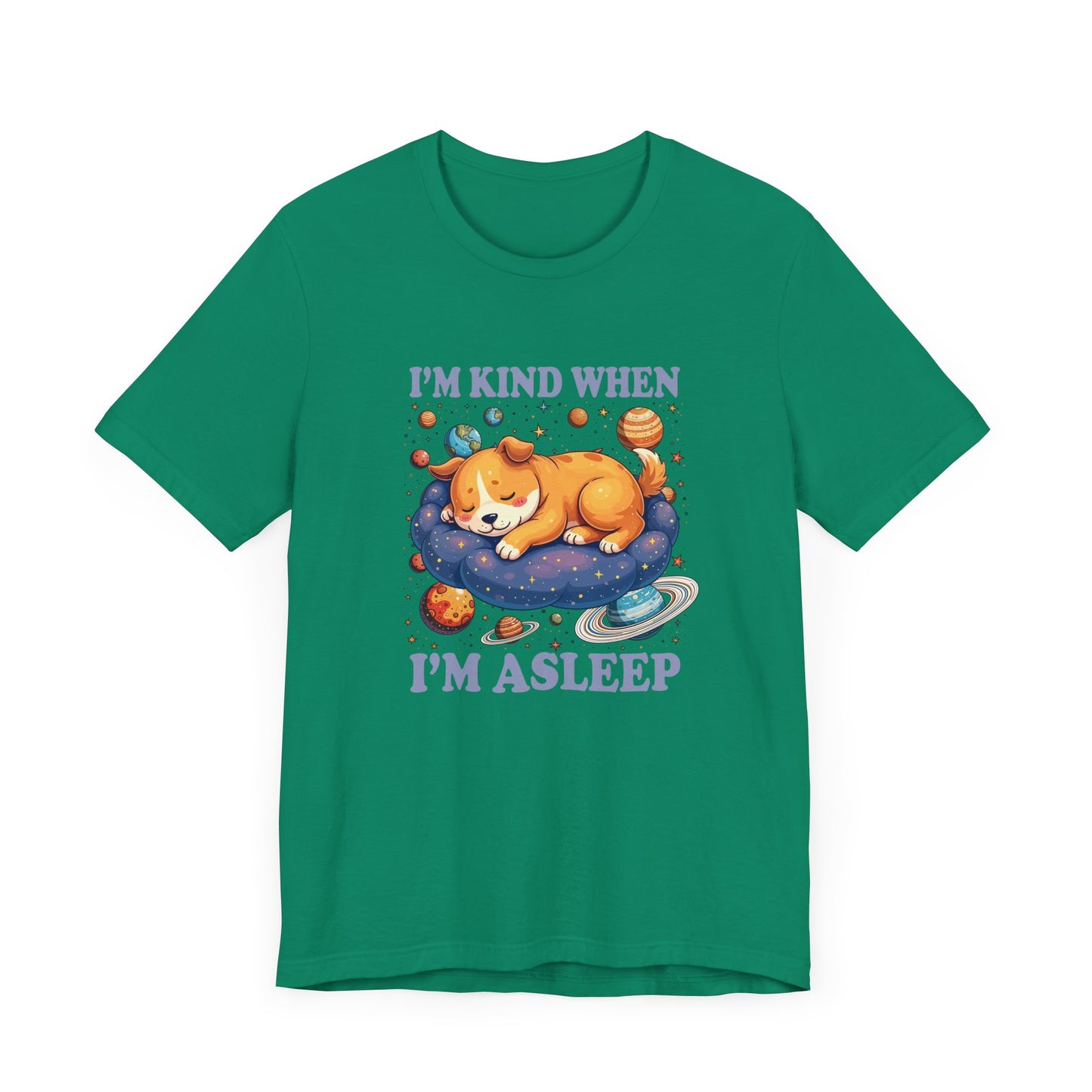 I'm Kind When I'm Asleep – Sleeping Puppy on Cloud with Dreamy Planets & Stars Graphic T-Shirt