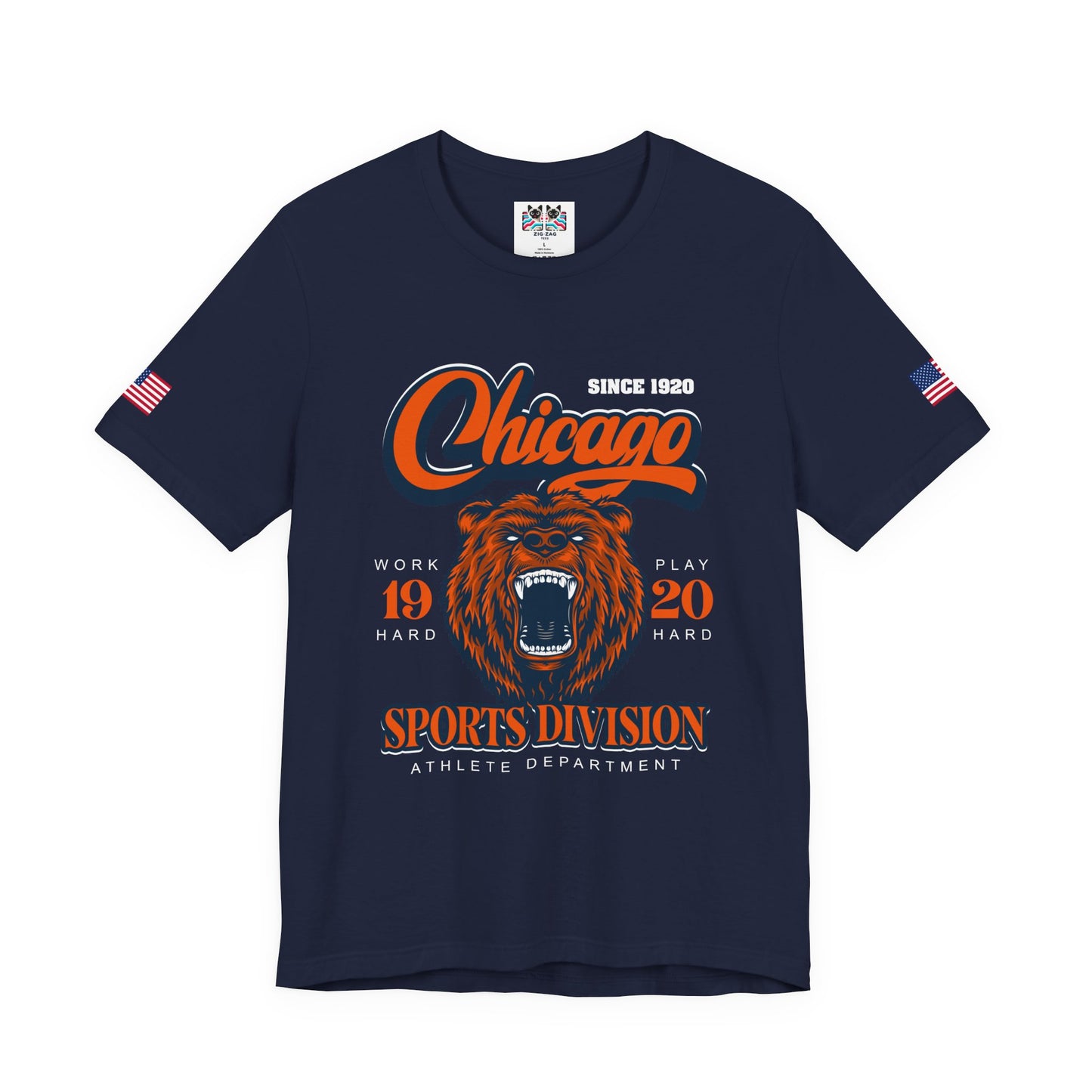 Chicago Sports Division T-Shirt - Since 1920 Bear Mascot Work Hard Play Hard