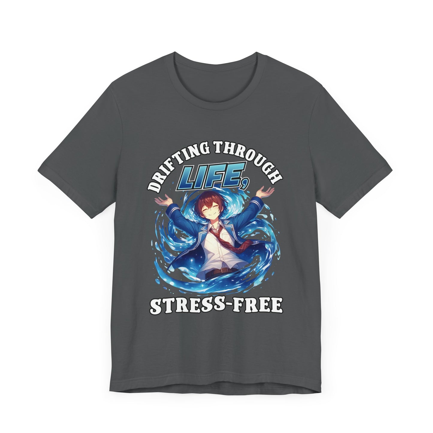 Let Go And Let Flow Shirt, Tranquil Anime Boy Tee, Water Energy Graphic T Shirt, Spiritual Release Apparel, Calm Vibes Minimalist Top