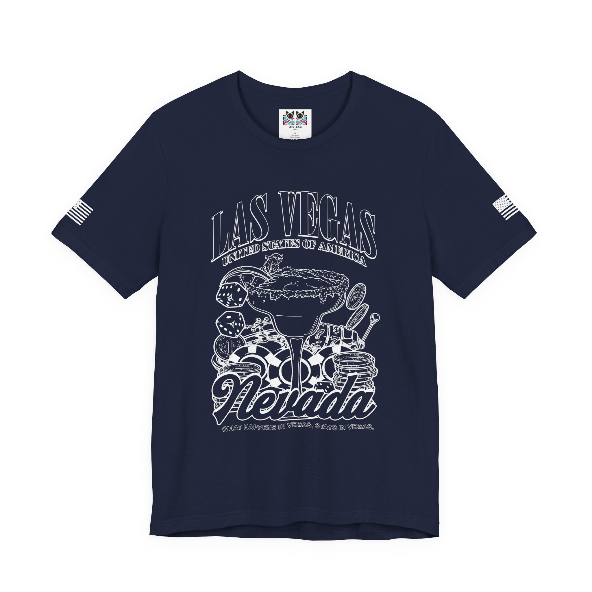 Las Vegas Nevada USA T-Shirt – Casino Cocktail Dice Chips Graphic Tee
