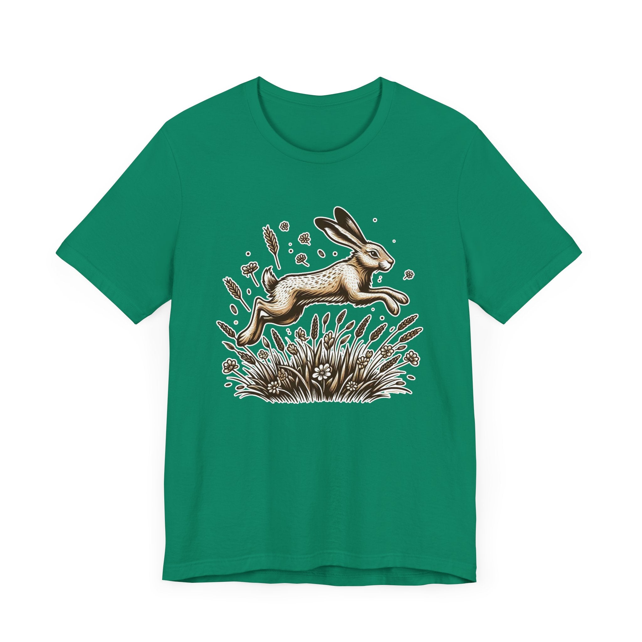 Leaping Lively Hare in Grain Field with Lush Grass Graphic T-Shirt