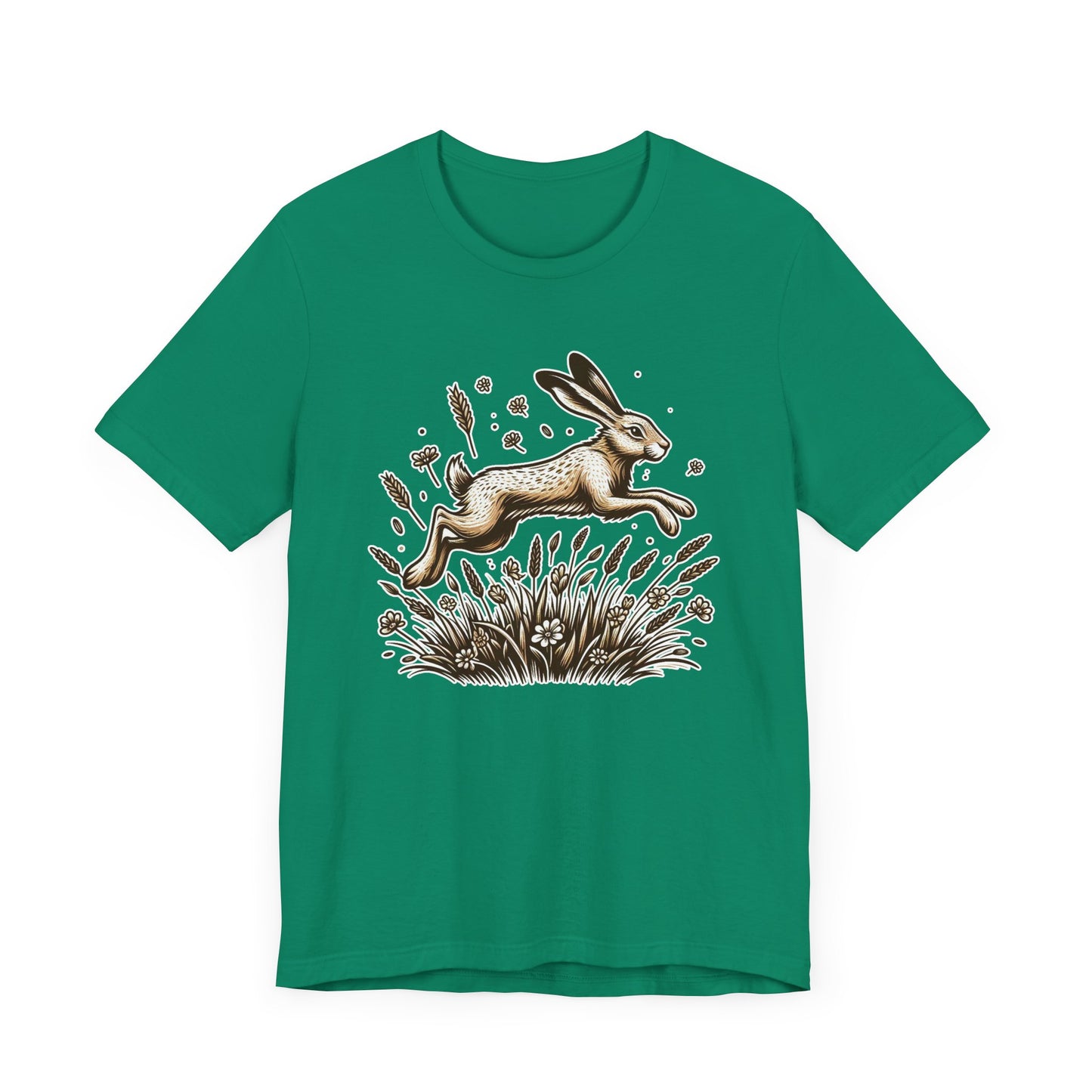 Leaping Lively Hare in Grain Field with Lush Grass Graphic T-Shirt
