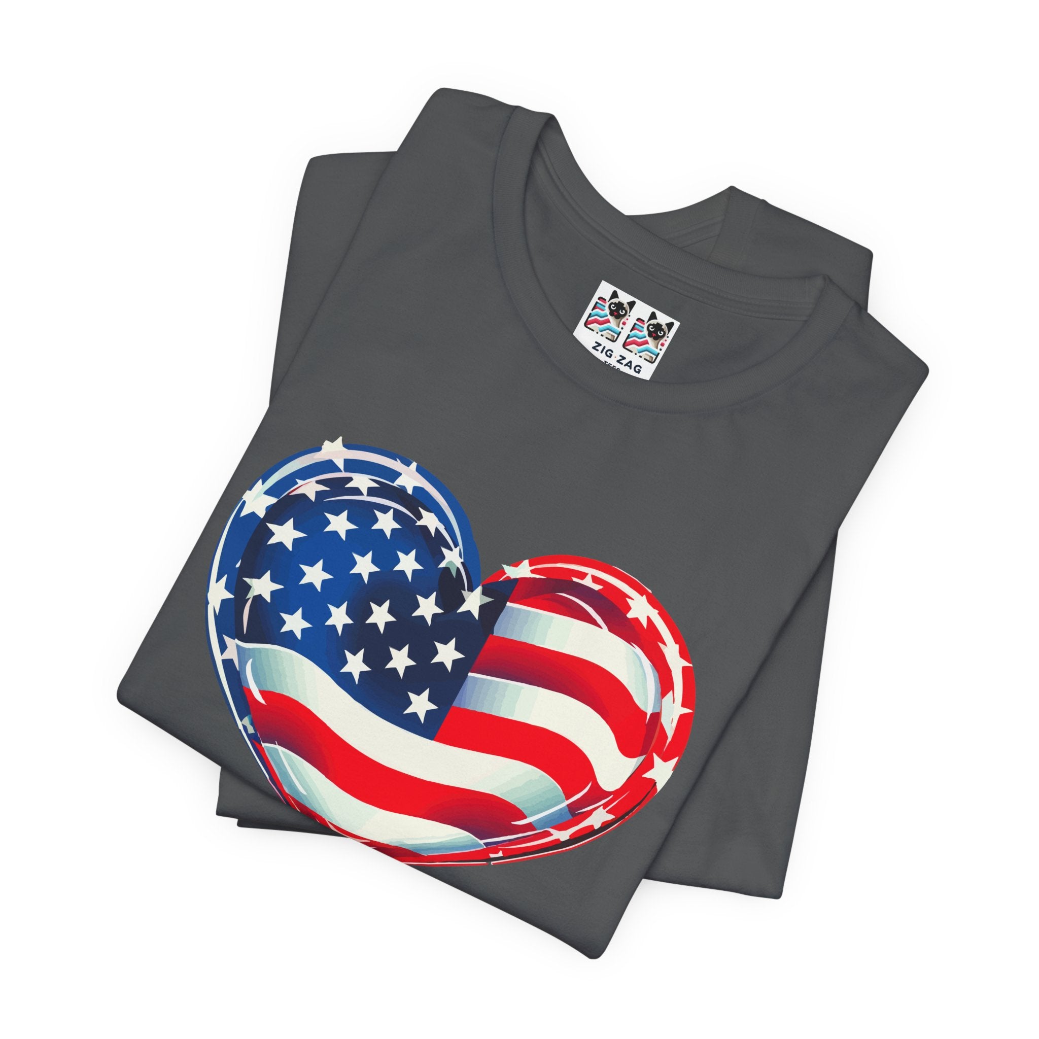 Custom T-Shirt - American Flag Heart T-Shirt – Love USA Patriotic Pride Graphic Tee