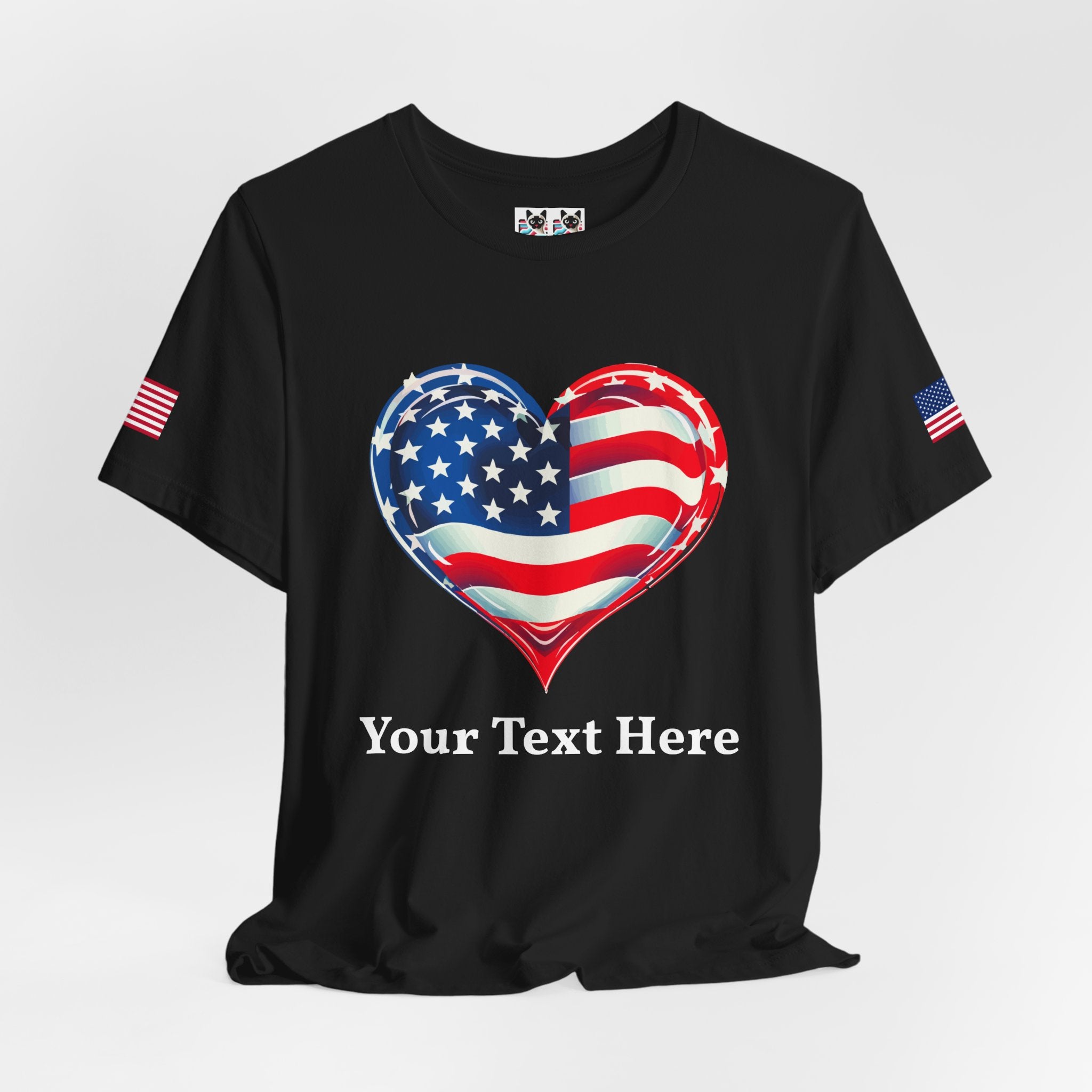 Custom T-Shirt - American Flag Heart T-Shirt – Love USA Patriotic Pride Graphic Tee