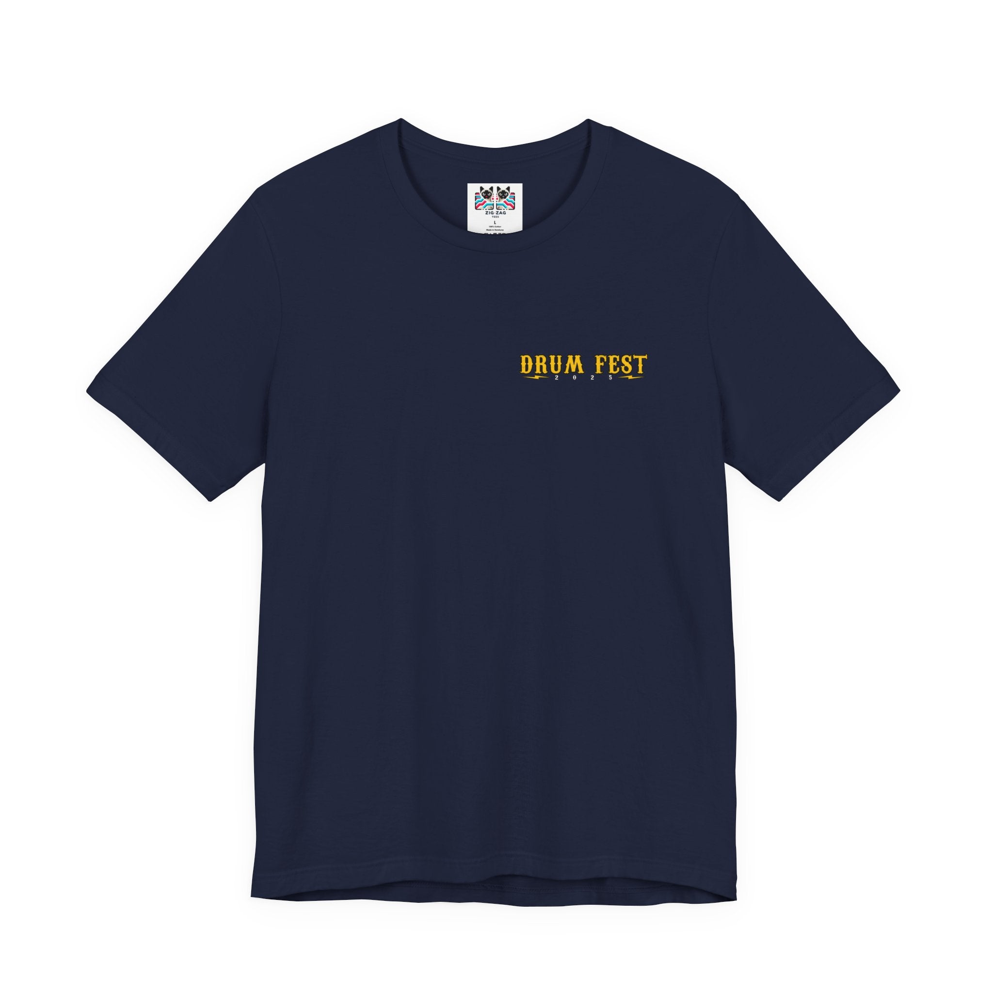 All Bones Drum Fest 2025 T-Shirt – Skeleton Drummer Fiery Rock Design