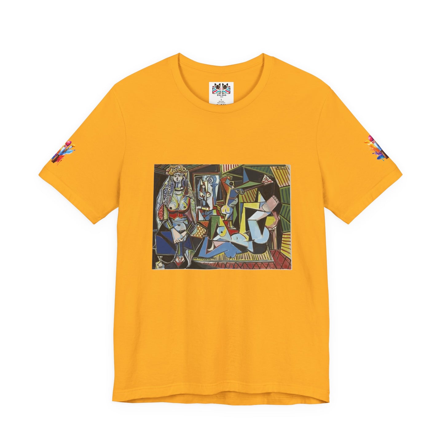 Cubist Masterpiece Art T-Shirt – Geometric Abstract Figures Modernist Painting Graphic Tee