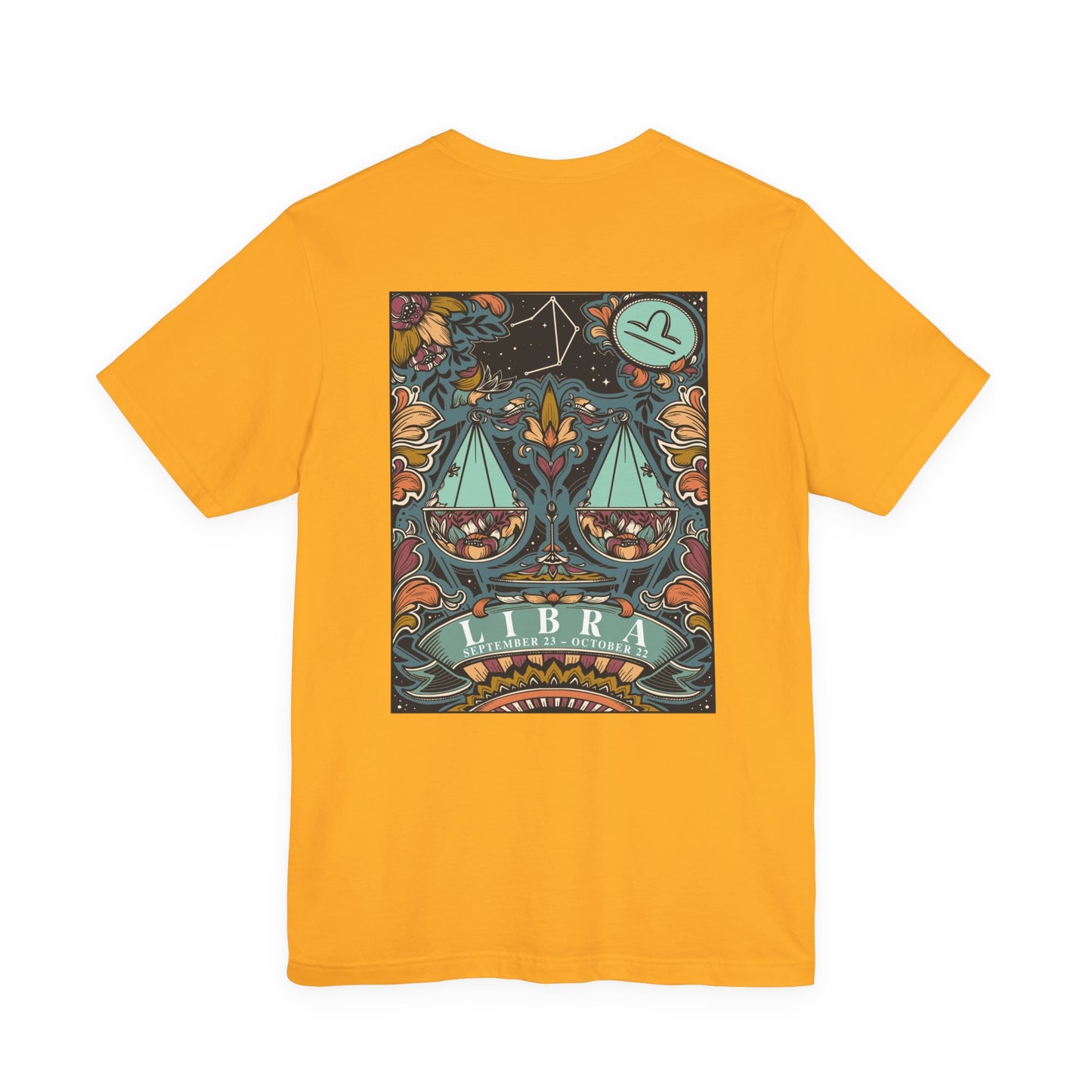 Libra Constellation & Floral Zodiac T-Shirt – September 23 to October 22