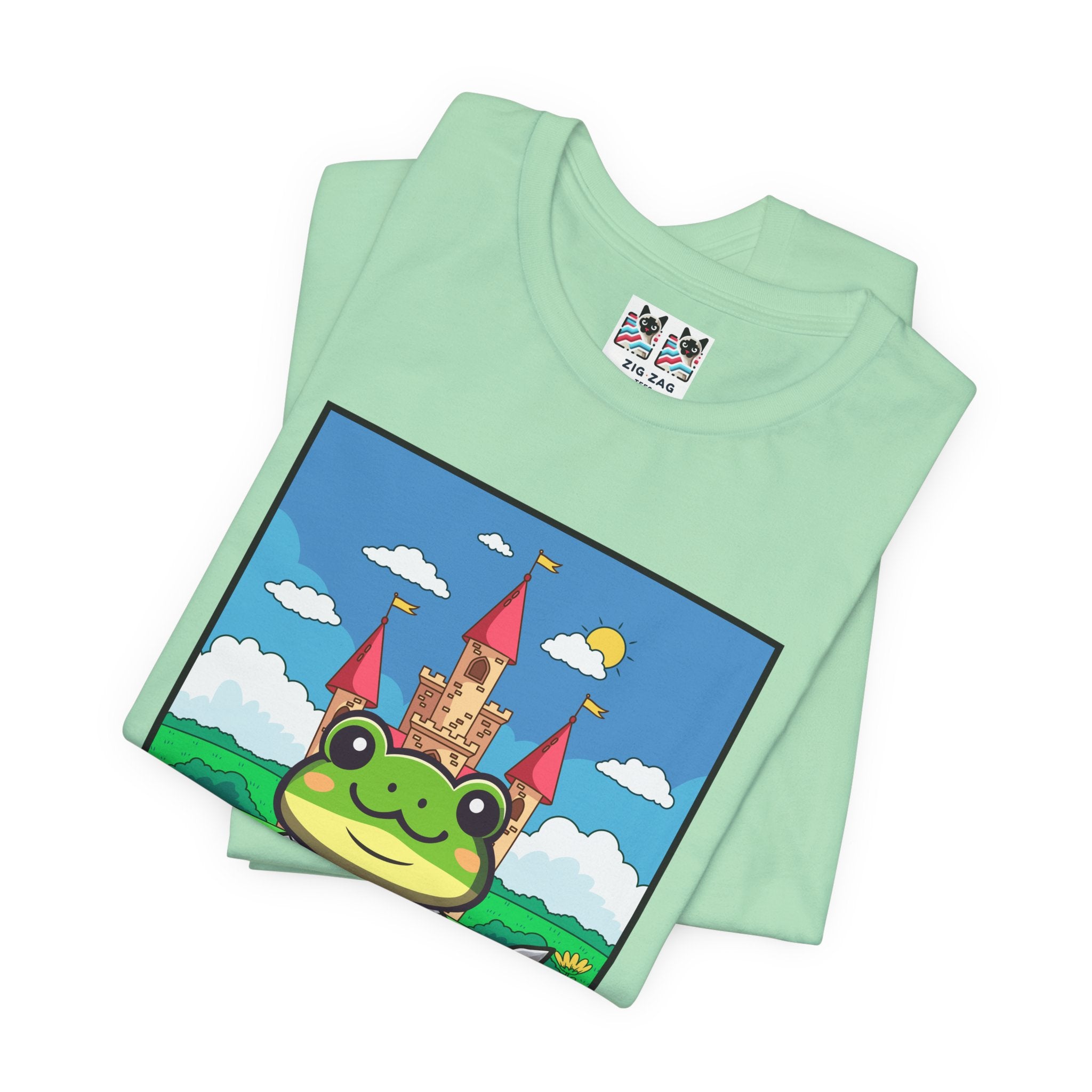 Custom T-Shirt - Knight Frog Castle T-Shirt – Cute Frog Knight Medieval Fantasy Graphic Tee