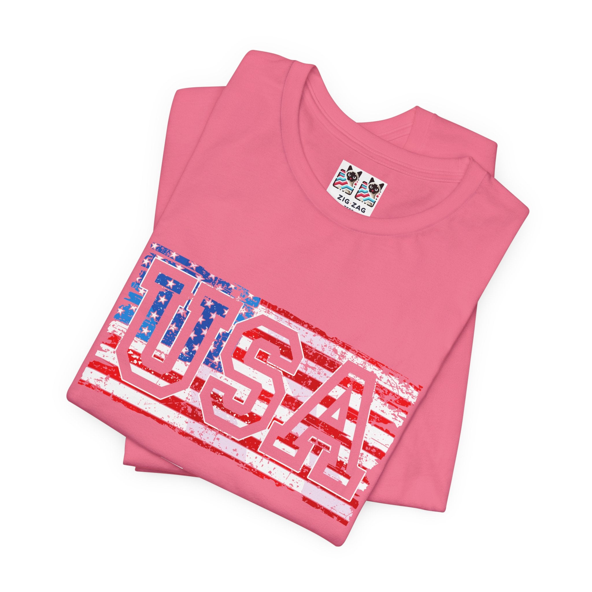 Custom T-Shirt - USA Vintage Collegiate T-Shirt – Retro American Flag Typography Graphic Tee