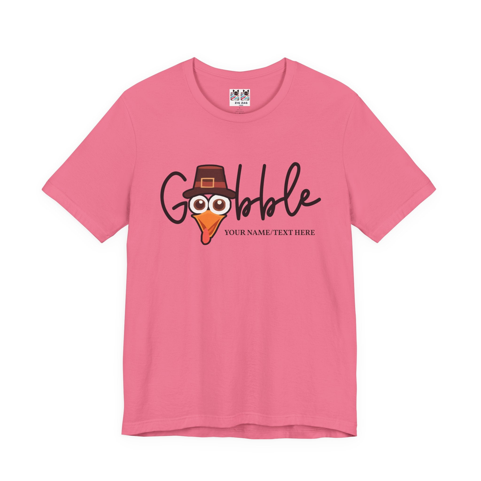 Custom T-Shirt - Gobble Turkey Head Cursive T-Shirt
