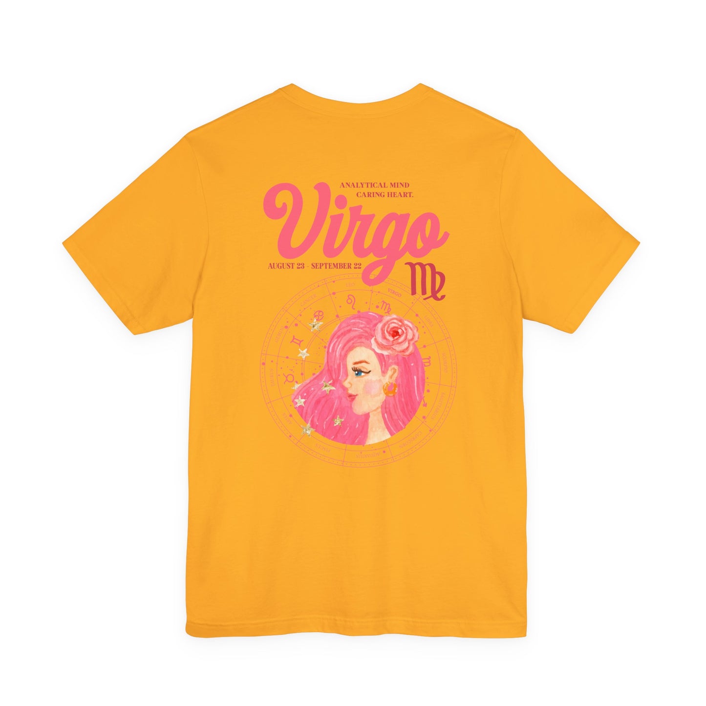 Virgo Zodiac Lady T-Shirt – Analytical Mind Caring Heart Astrological Wheel