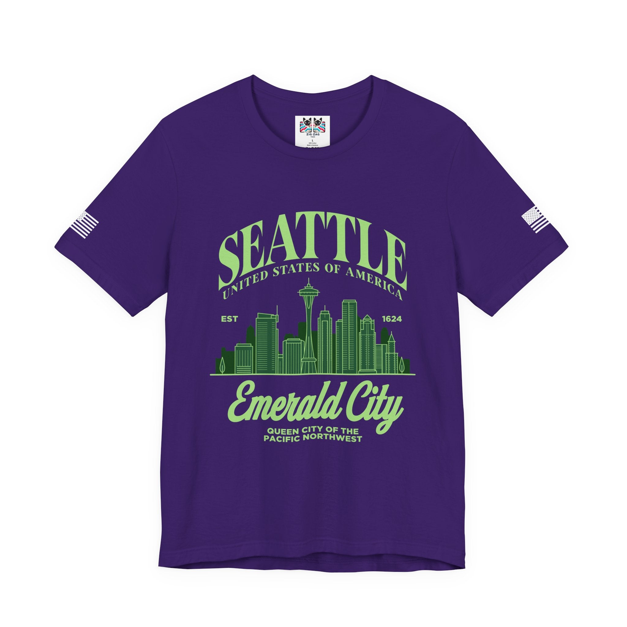 Seattle Emerald City Skyline T-Shirt | United States of America EST 1624 Pacific Northwest Graphic Tee