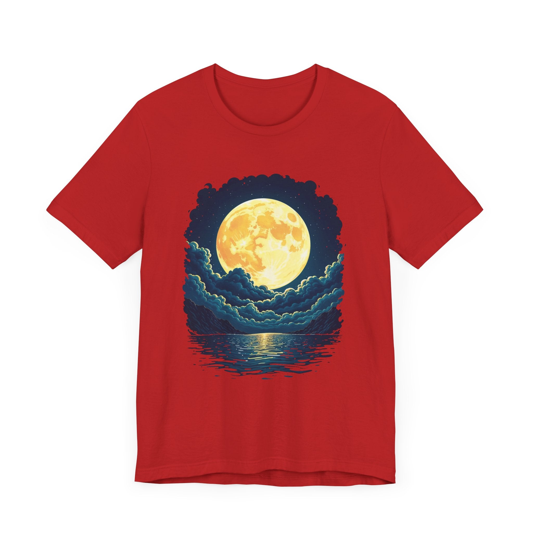 Full Moon Over Water T-Shirt – Night Sky and Clouds Graphic Tee