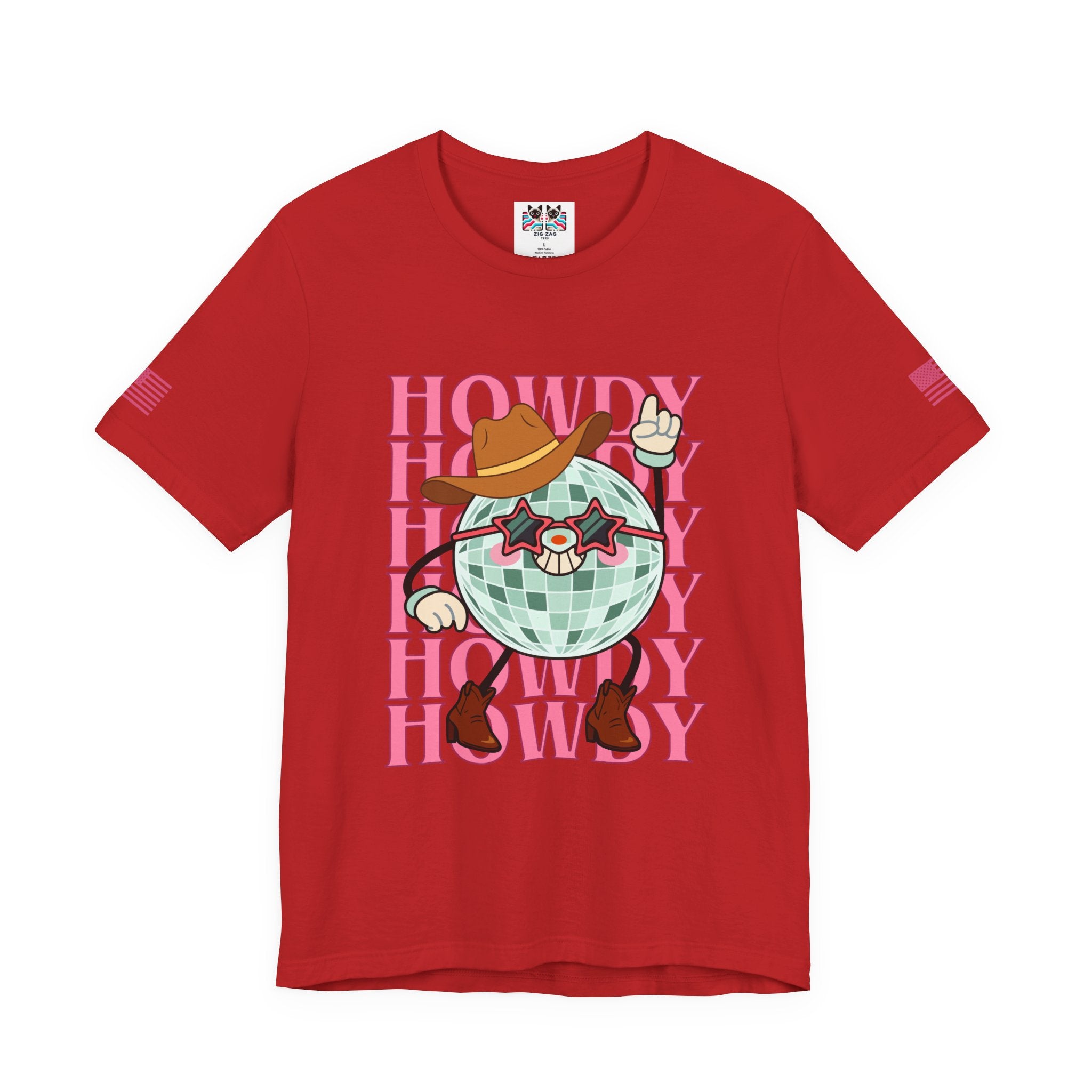 Howdy T-Shirt – Disco Ball Cowboy Repeat Typography Graphic Tee