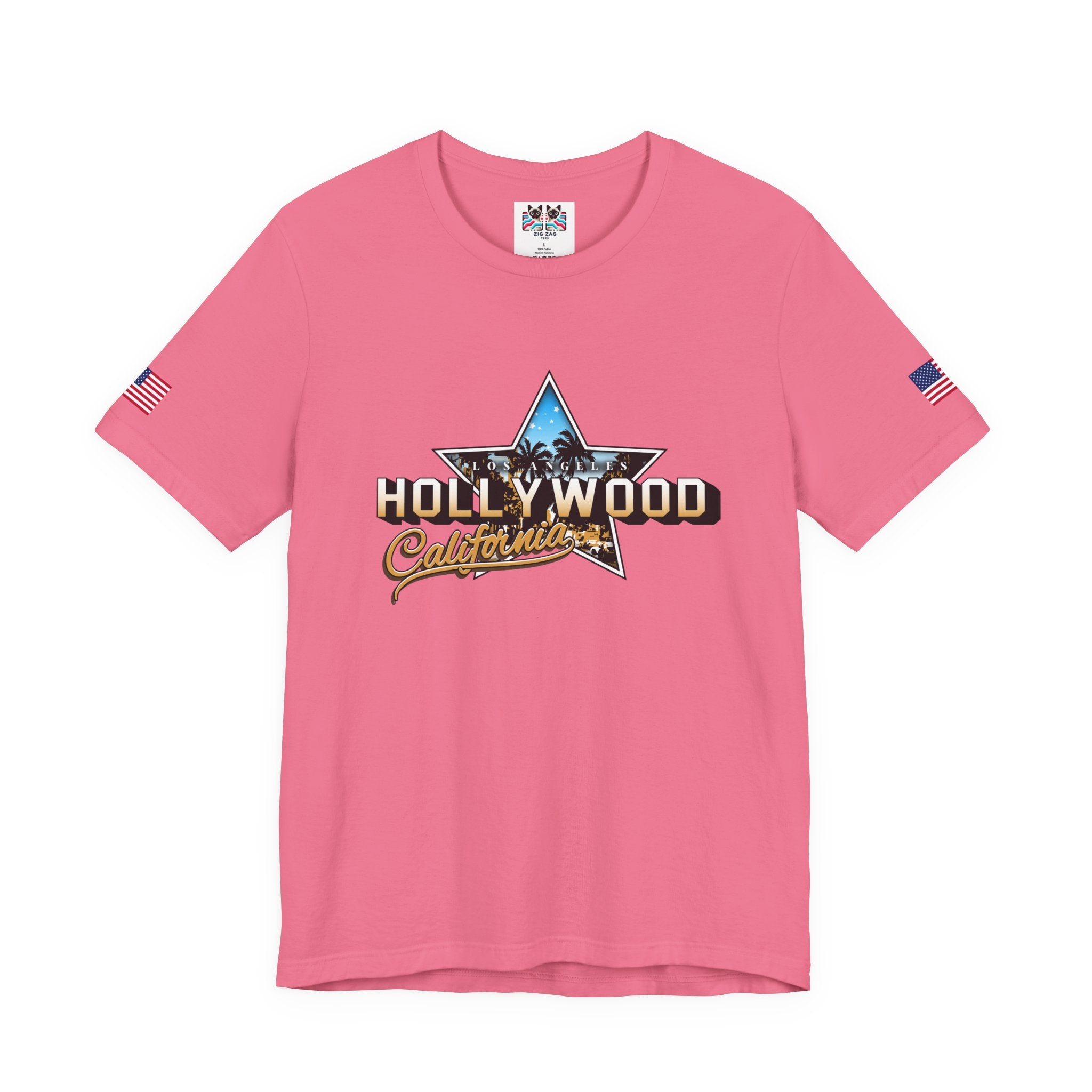 Los Angeles Hollywood California T-Shirt – Star Graphic Palm Tree Night Scene Tee