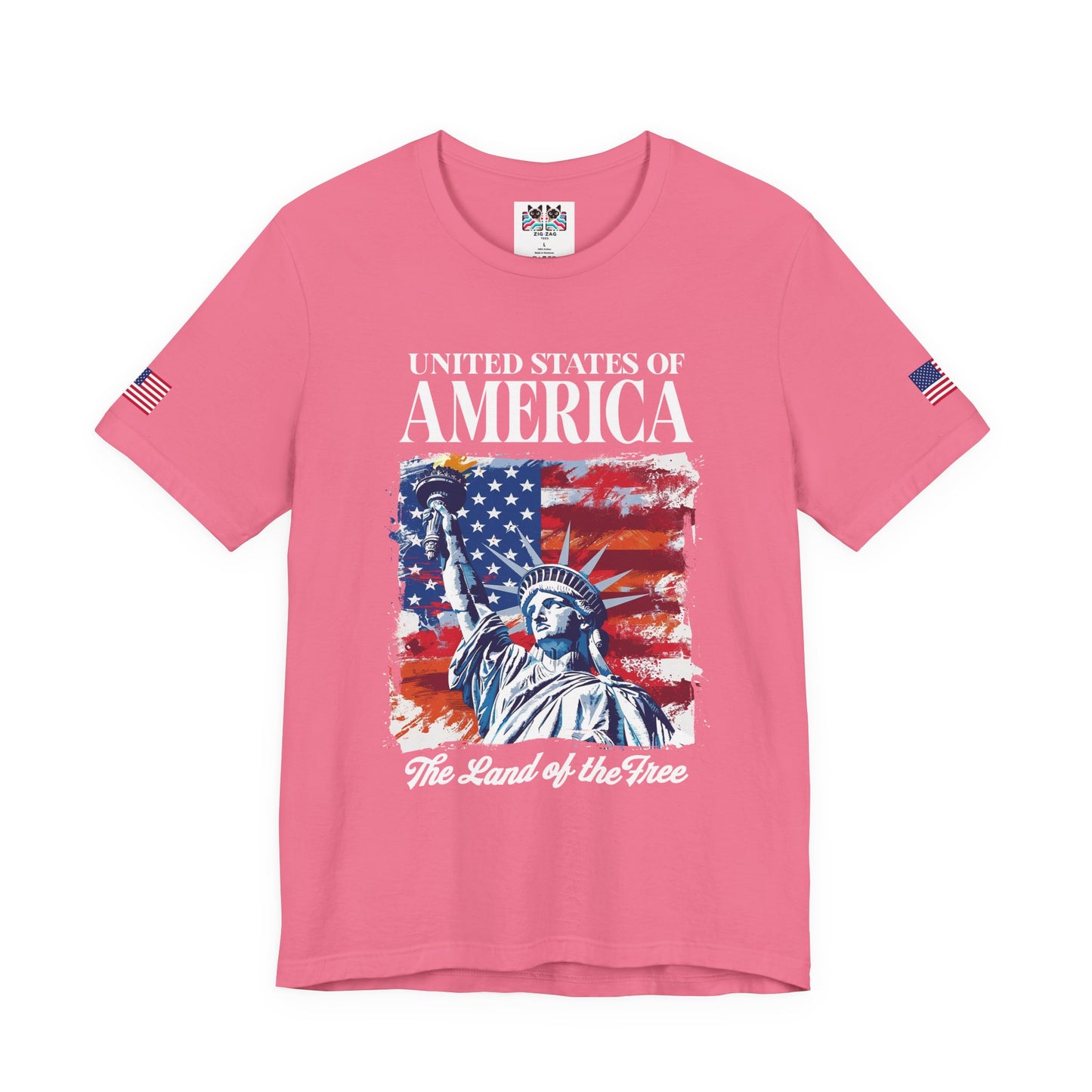 United States of America T-Shirt – Land of the Free Statue of Liberty Patriotic Graphic Tee