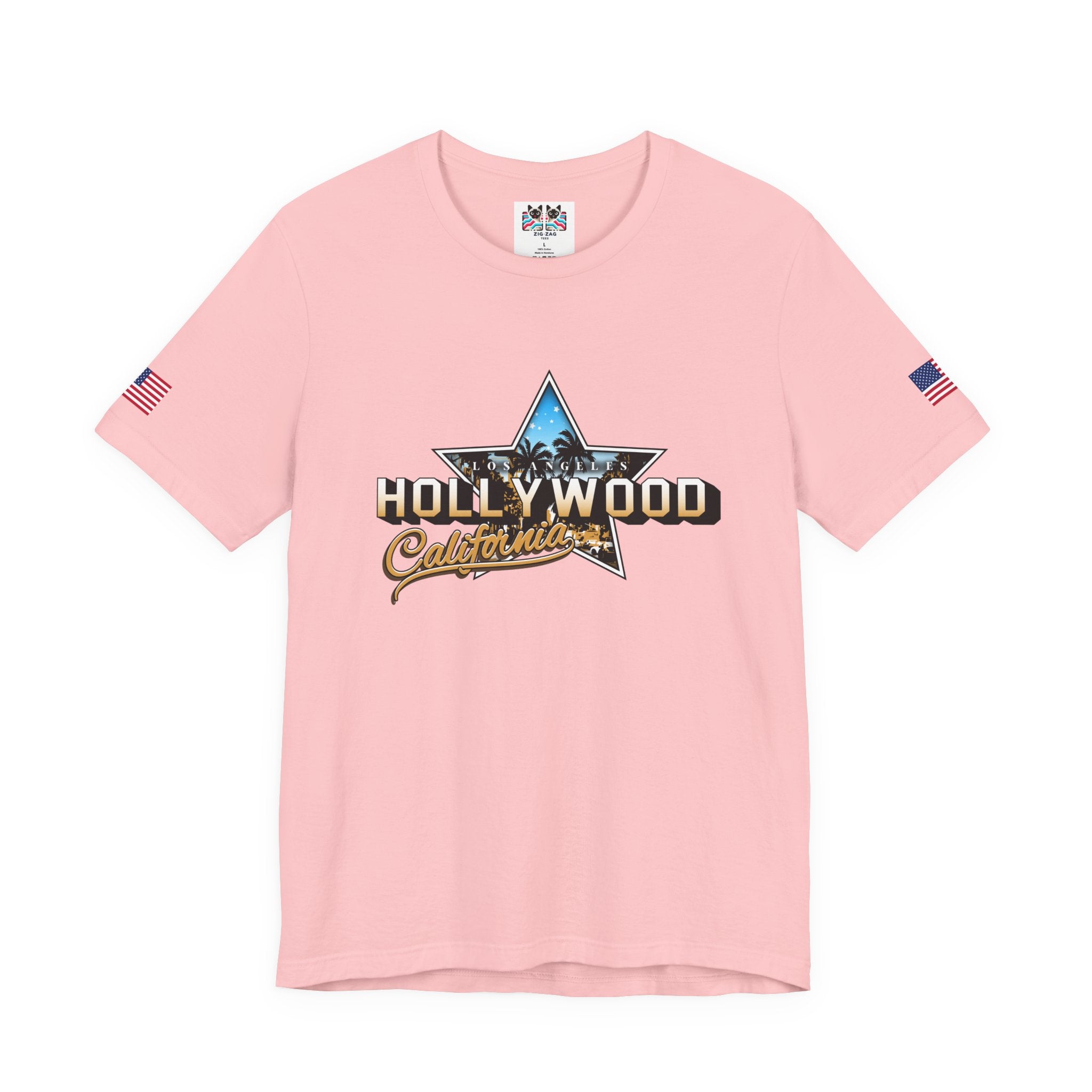 Los Angeles Hollywood California T-Shirt – Star Graphic Palm Tree Night Scene Tee