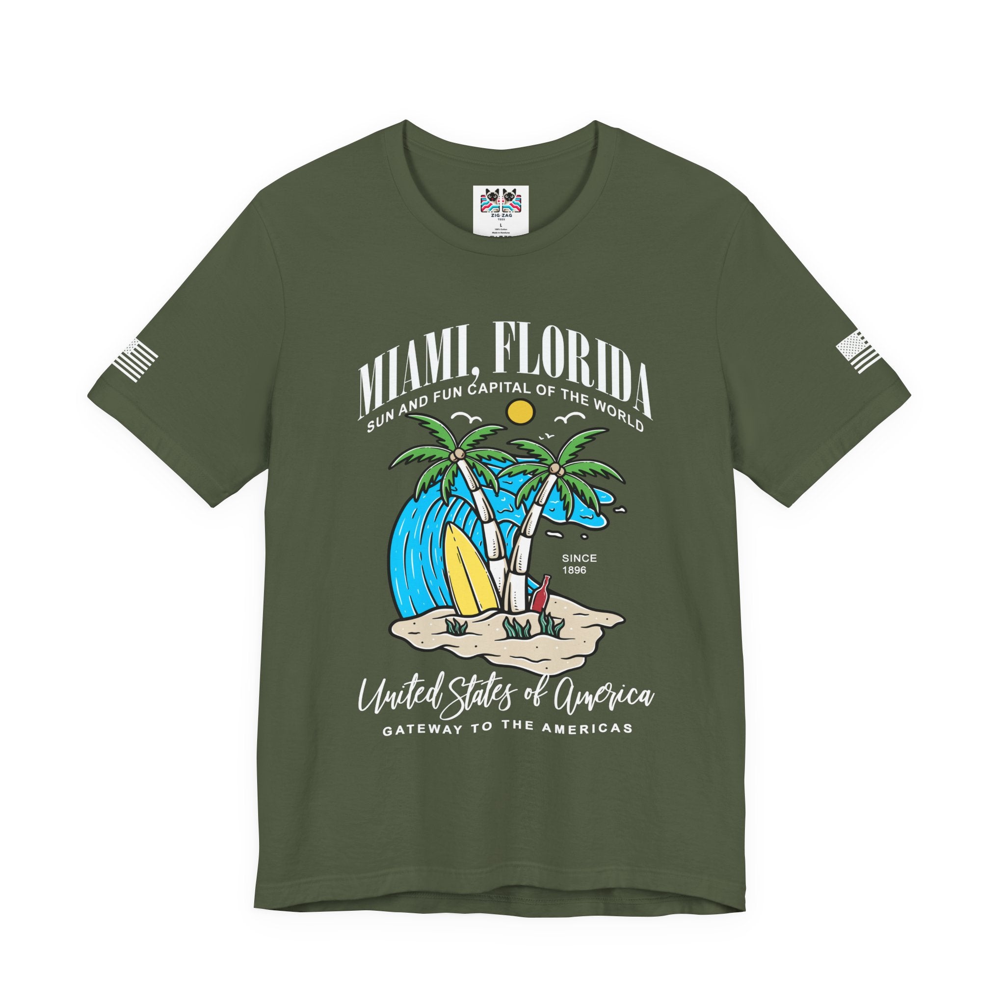 Miami Florida Sun and Fun Capital T-Shirt – Since 1896 Gateway to the Americas Beach Surfboard Tee