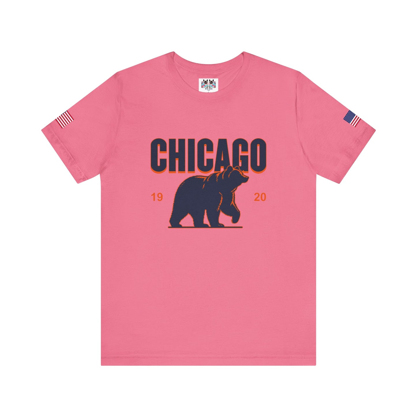 Chicago Bears T-Shirt - Chicago 1920 Orange Navy Blue Bear Mascot Illinois Design